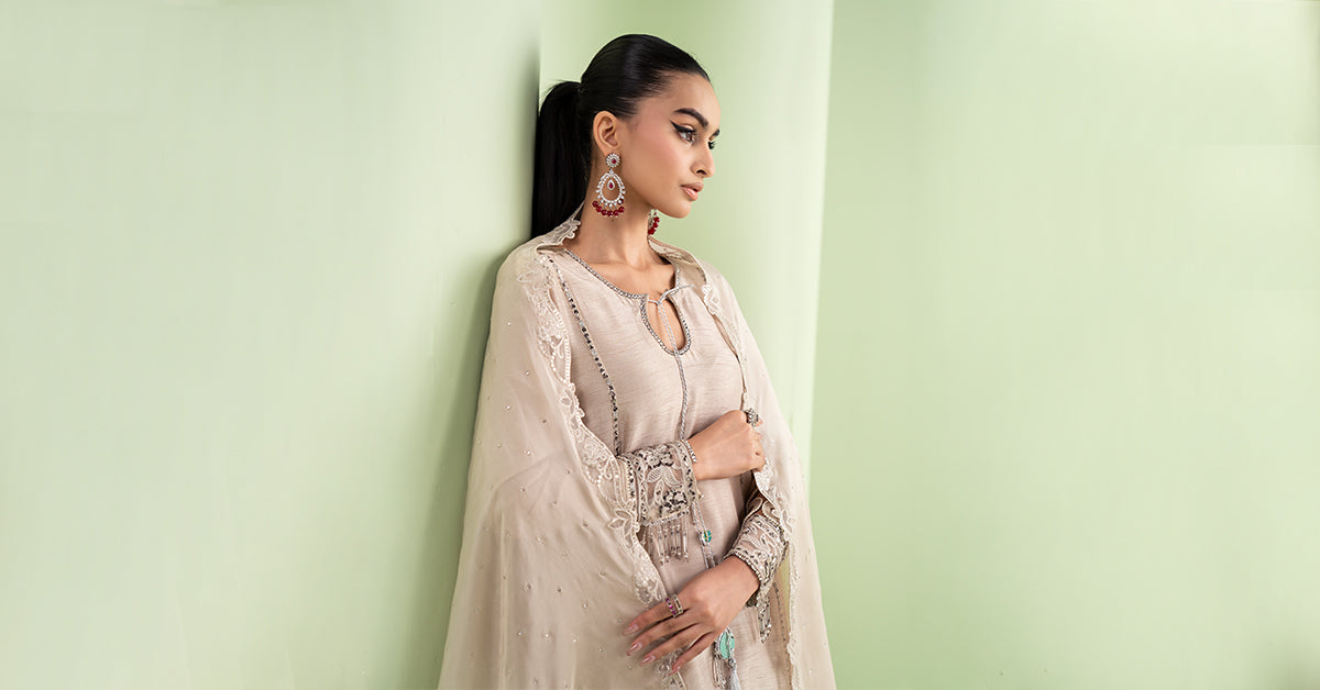 3 Piece Embroidered Raw Silk Suit