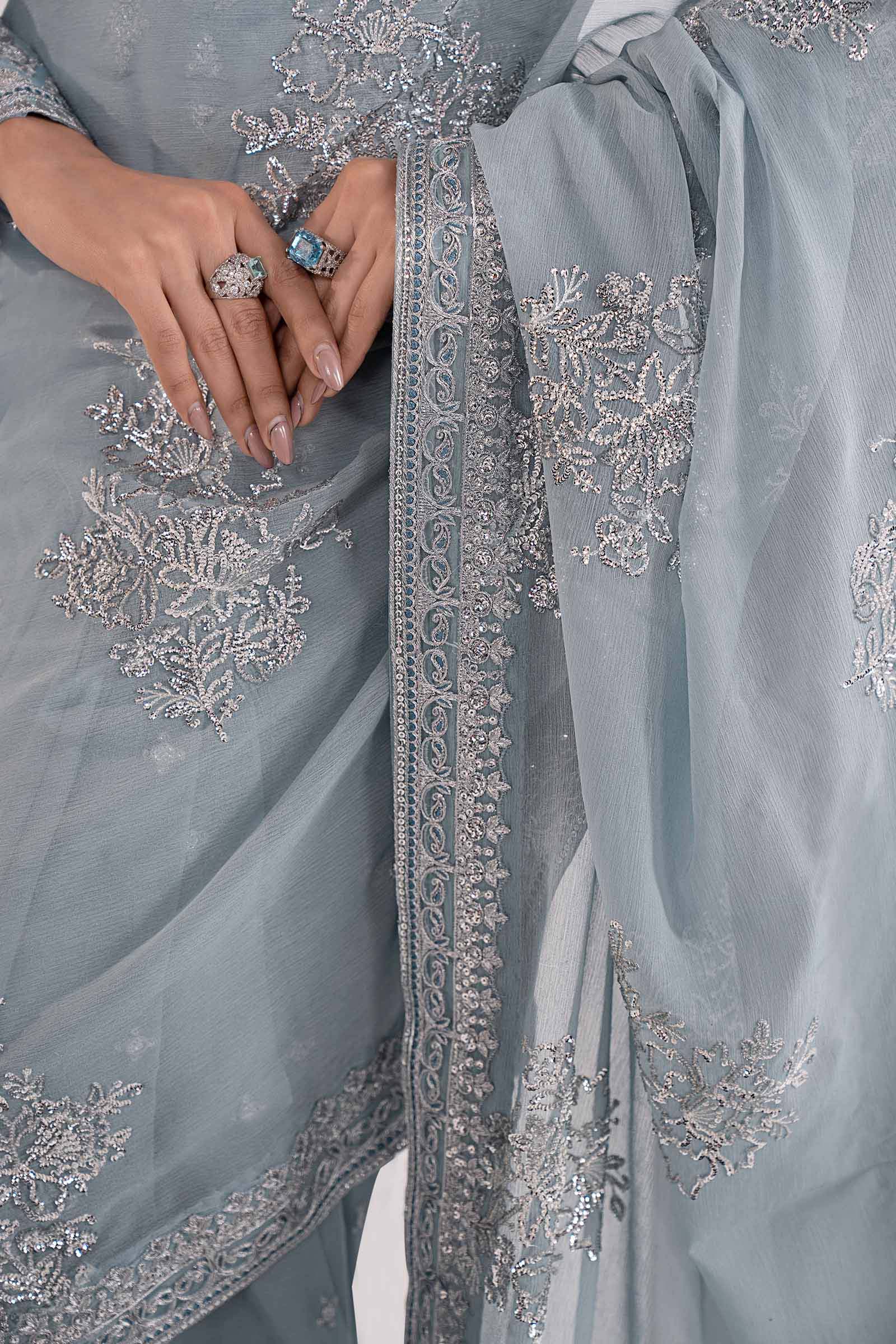 Embroidered Chiffon Saree