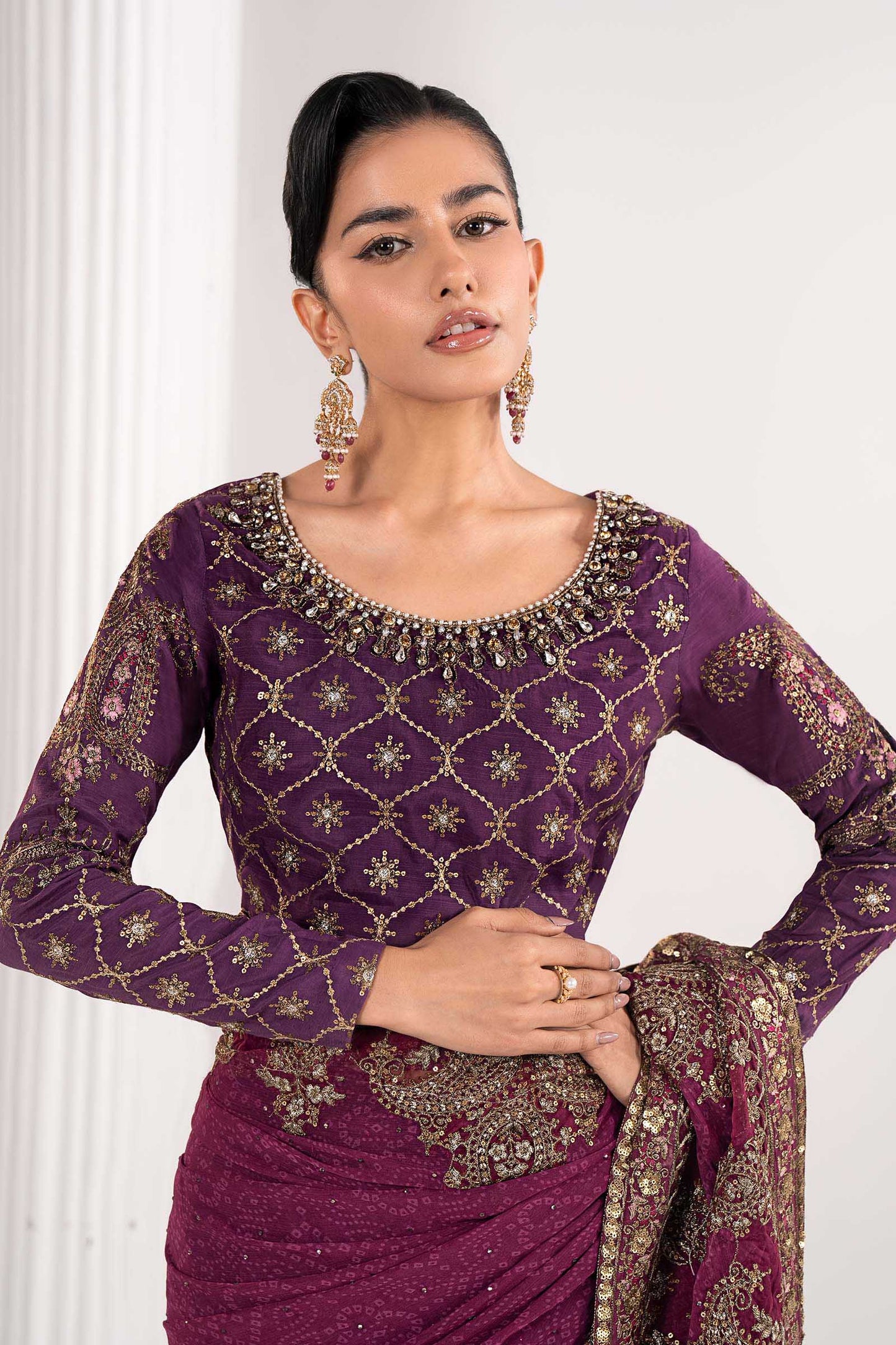 Embroidered Chiffon Saree