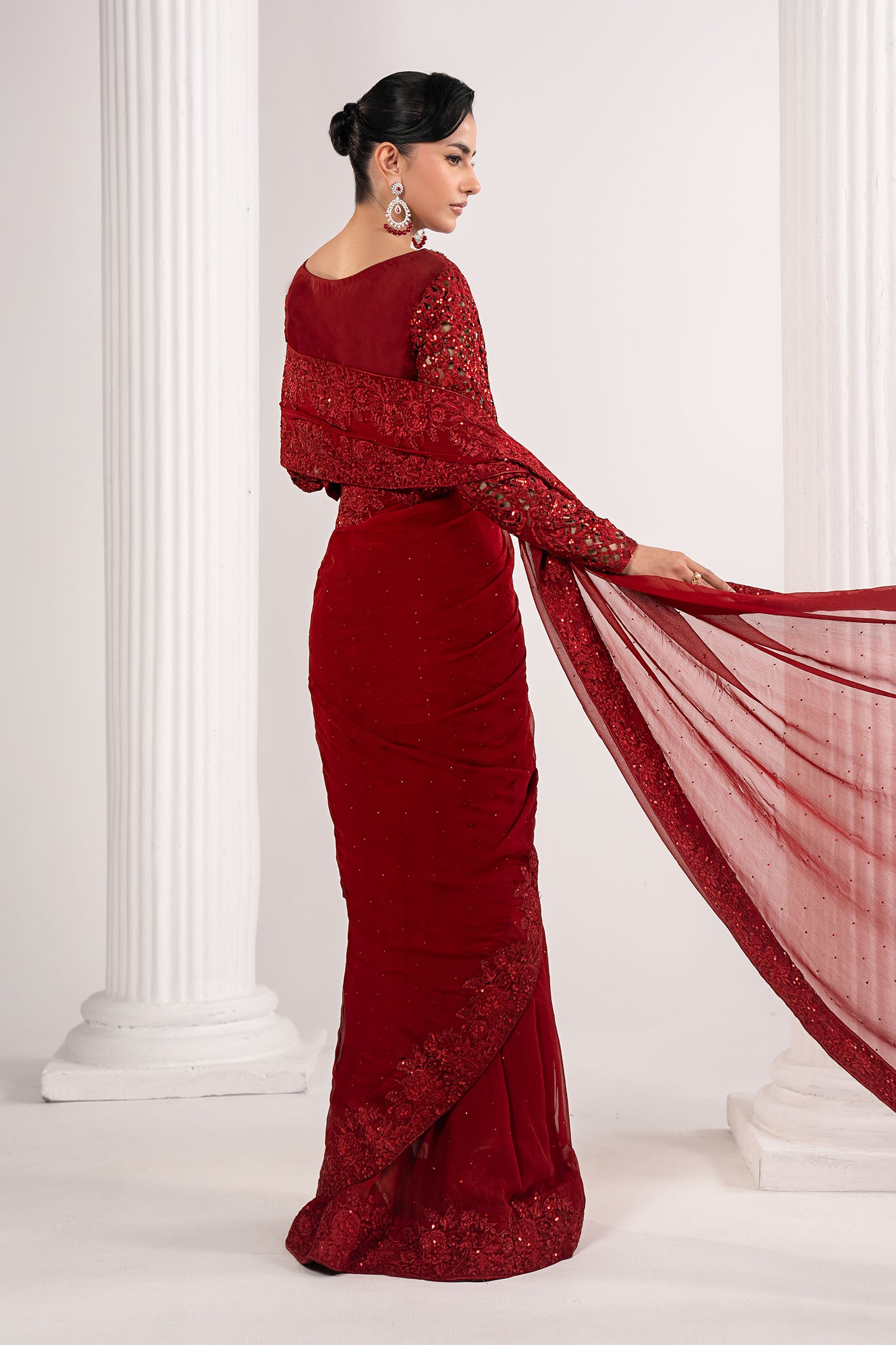 Embroidered Chiffon Saree