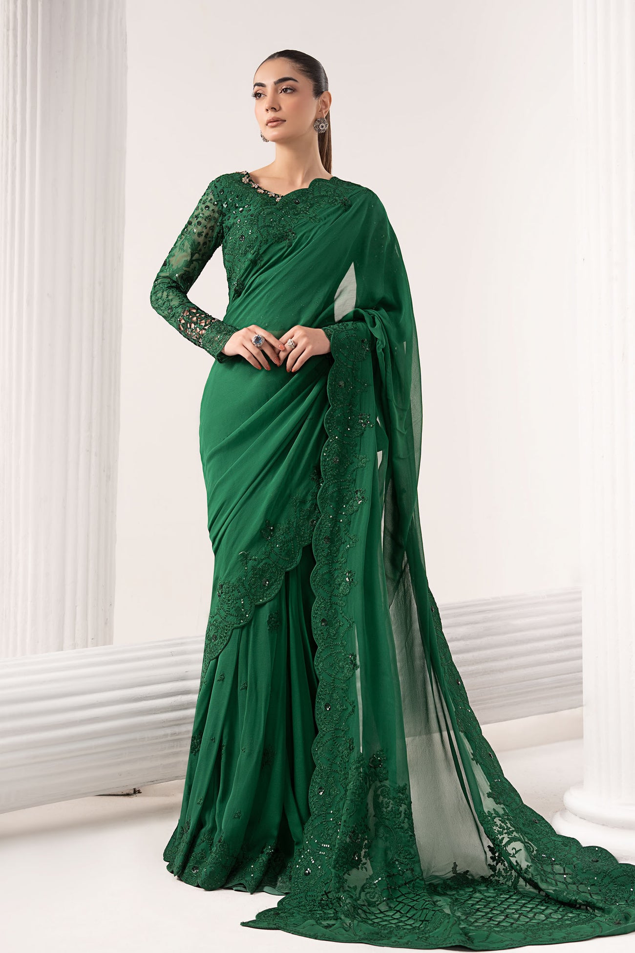 Embroidered Chiffon Saree