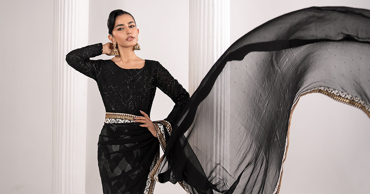 Embroidered Chiffon Saree