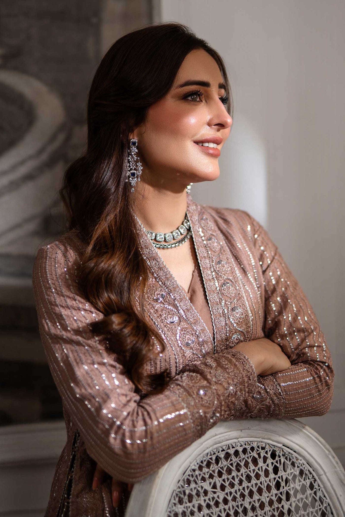 2 Piece Embroidered Raw Silk Suit | SF-EA25-16