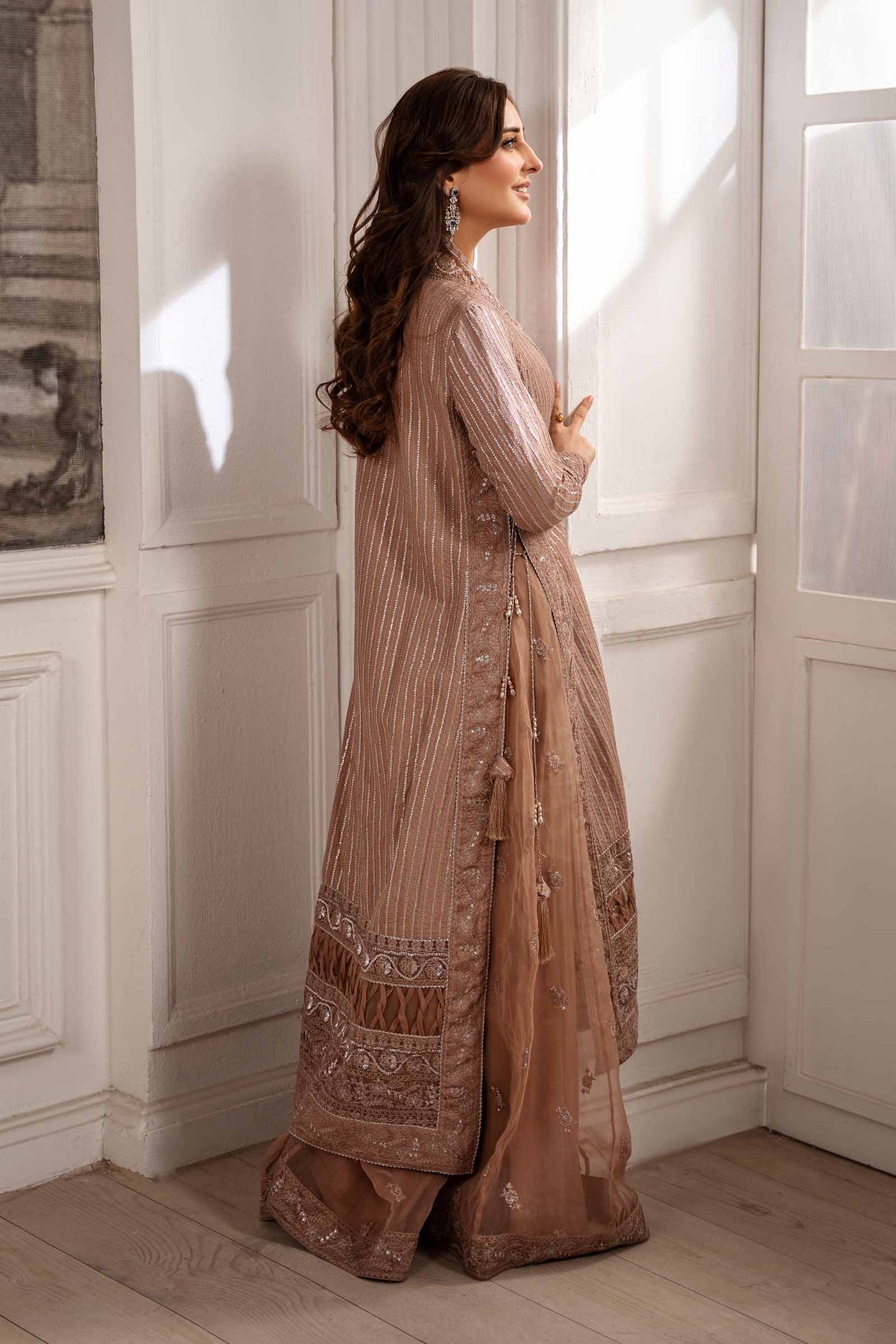 2 Piece Embroidered Raw Silk Suit | SF-EA25-16