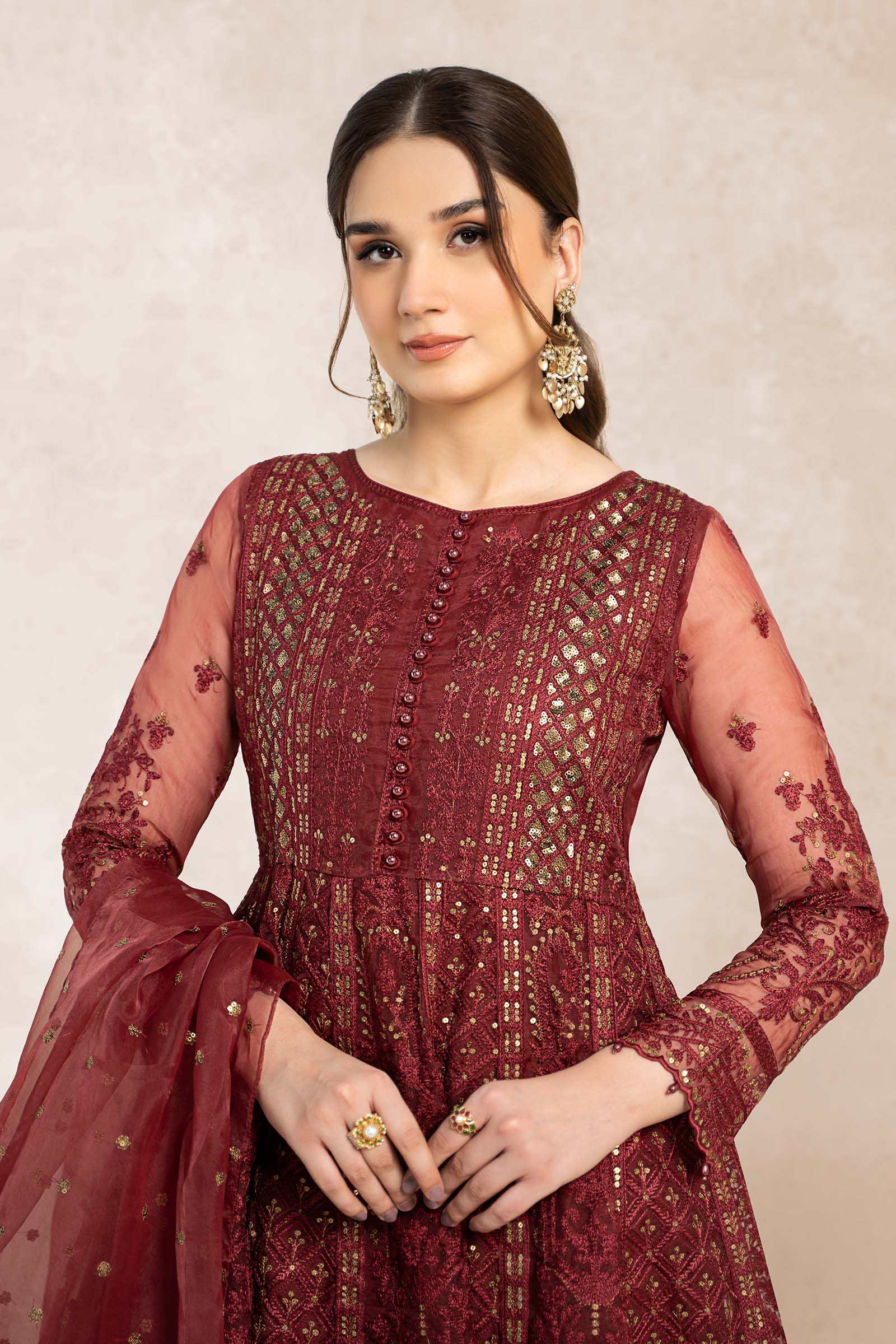 3 Piece Embroidered Frock