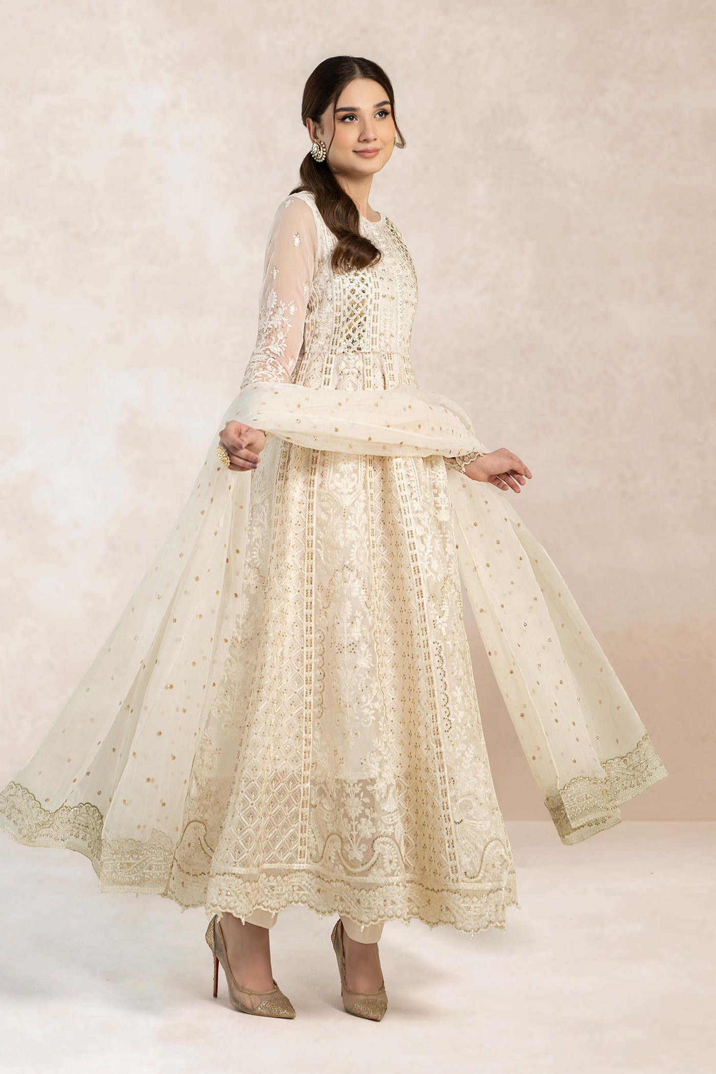 3 Piece Embroidered Frock