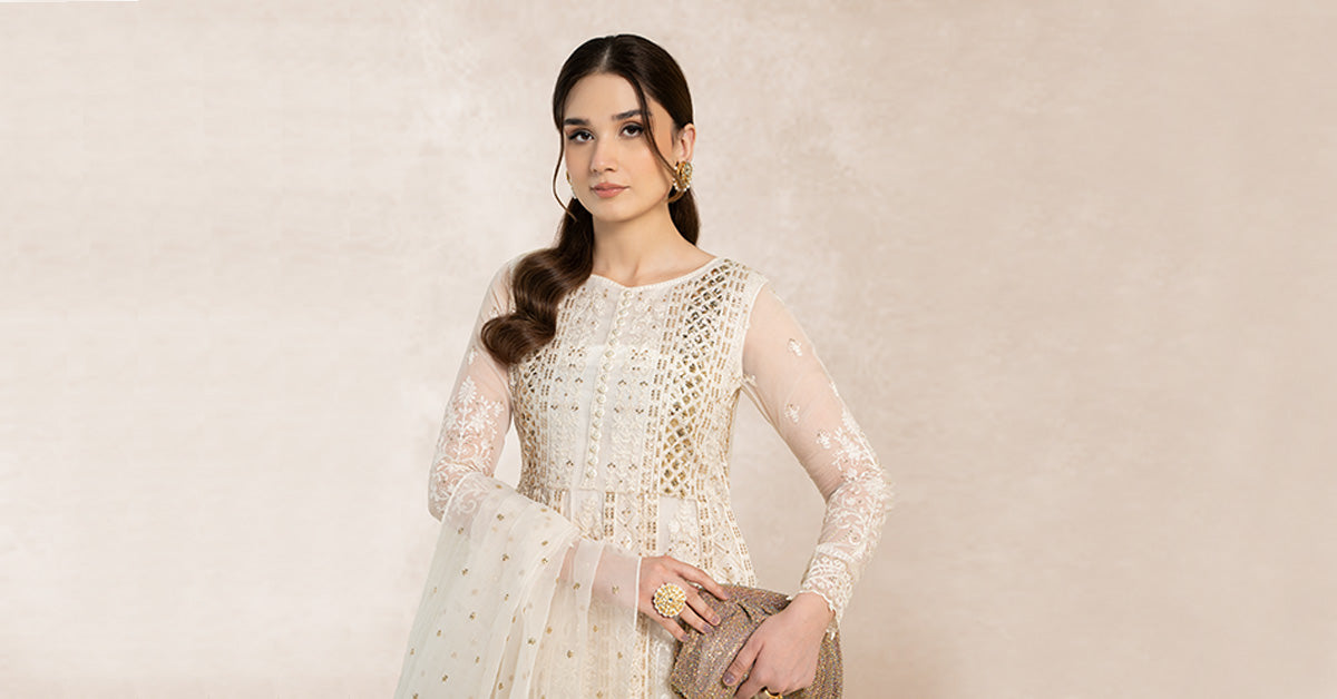 3 Piece Embroidered Frock