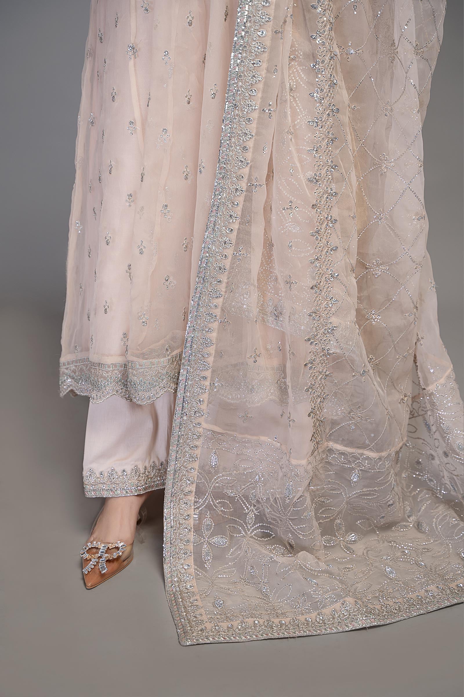 4 Piece Embroidered Frock