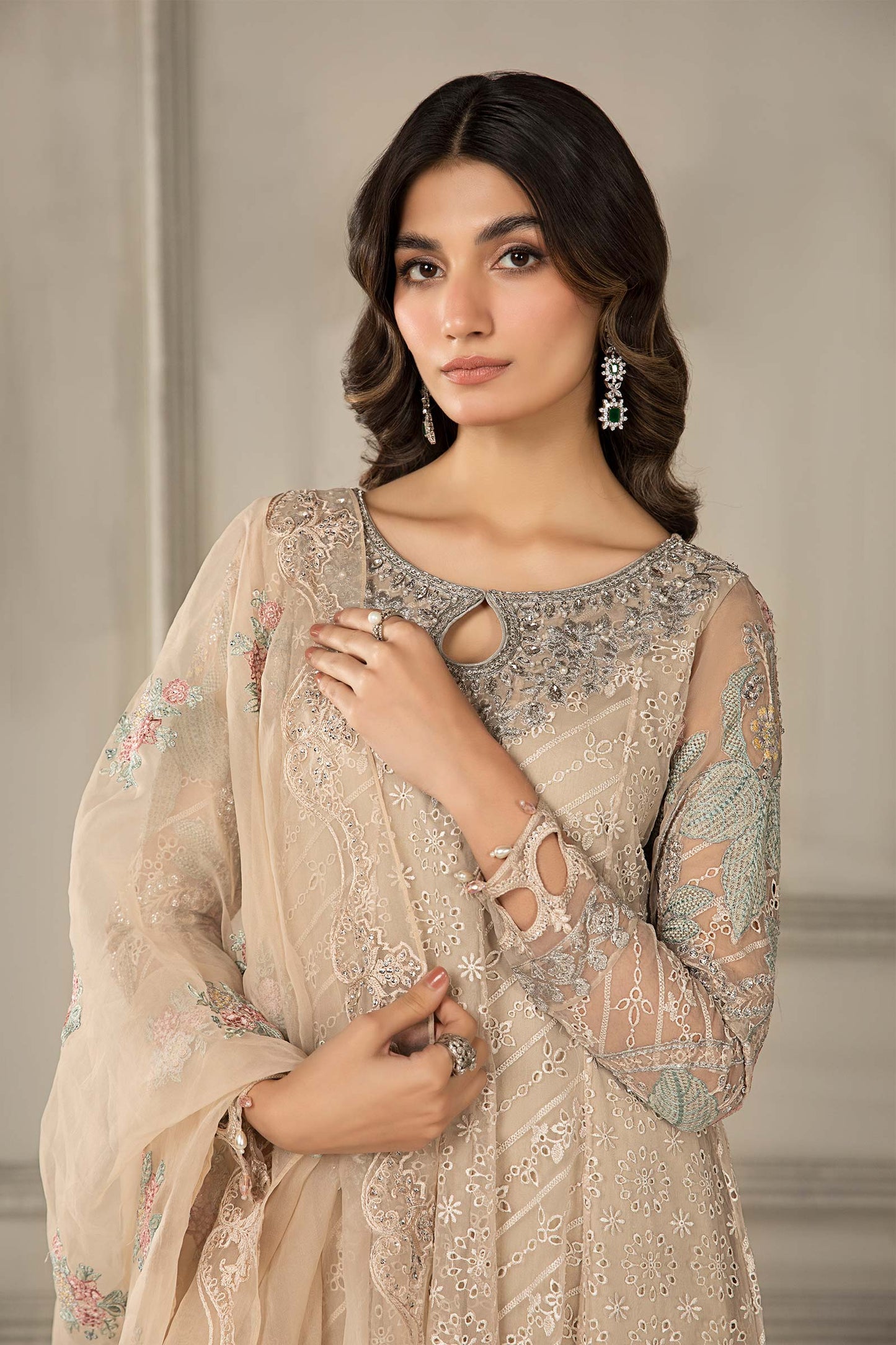 3 Piece Embroidered Organza Suit