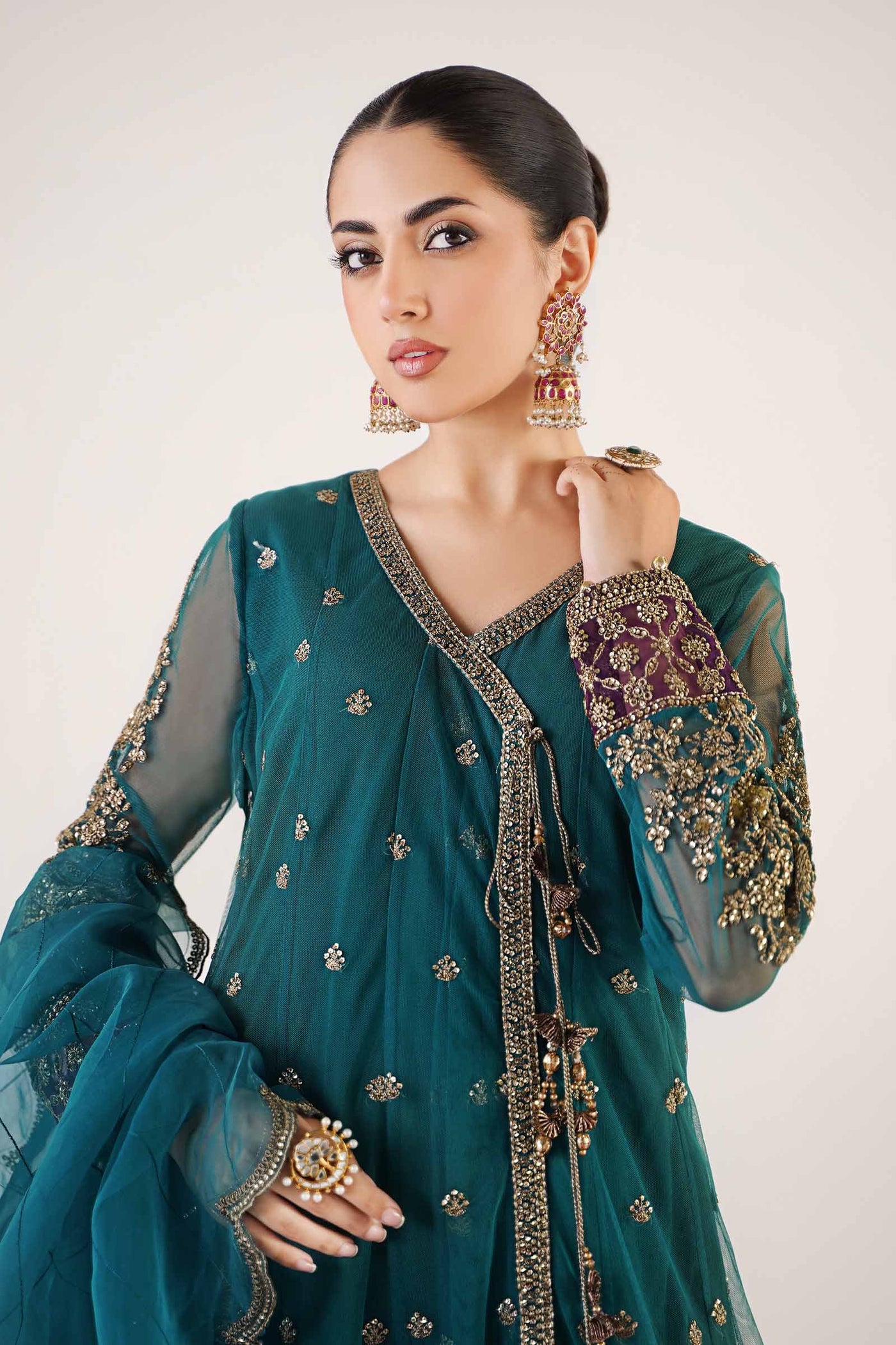 3 Piece Embroidered Net Suit