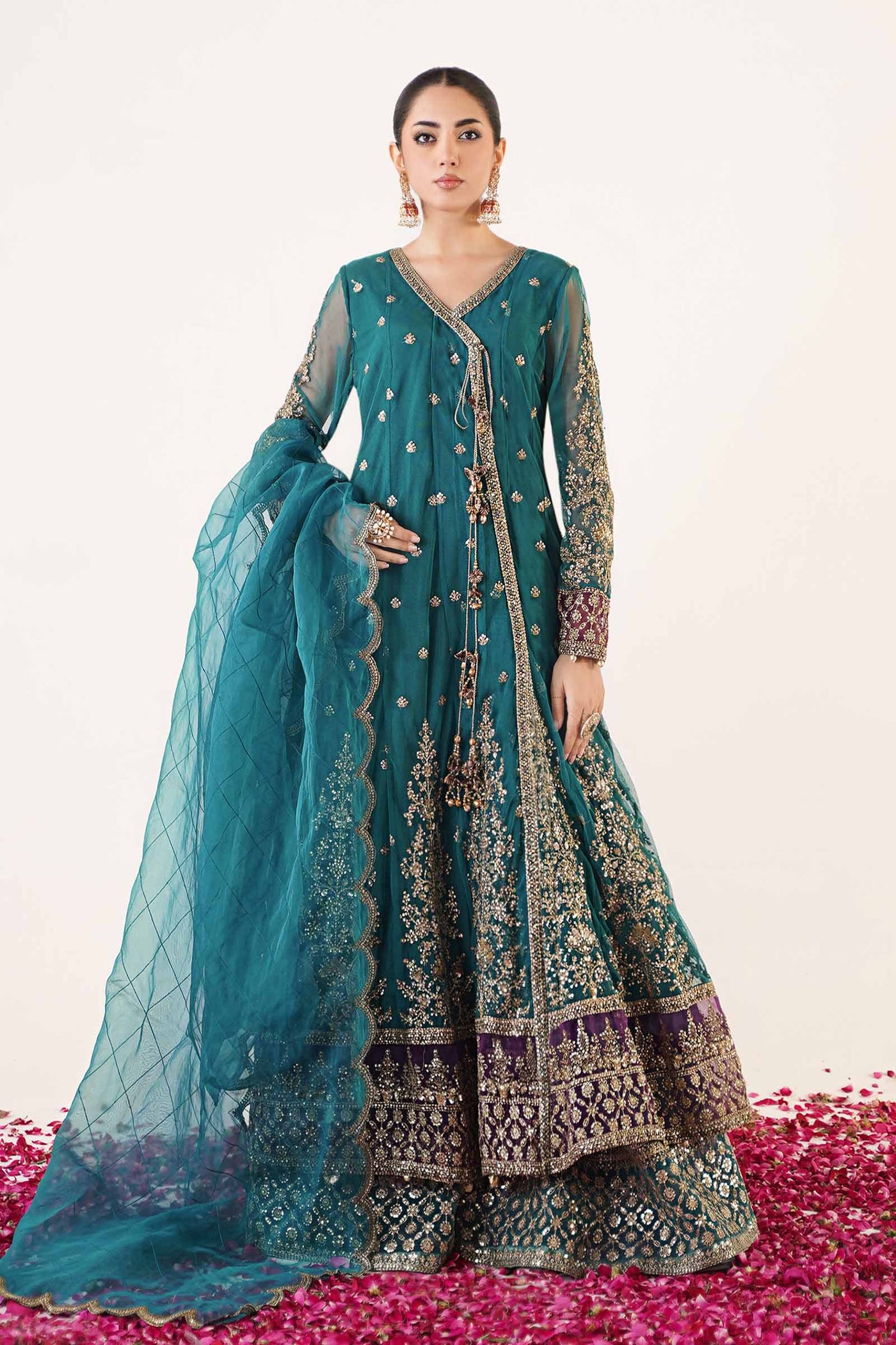 3 Piece Embroidered Net Suit