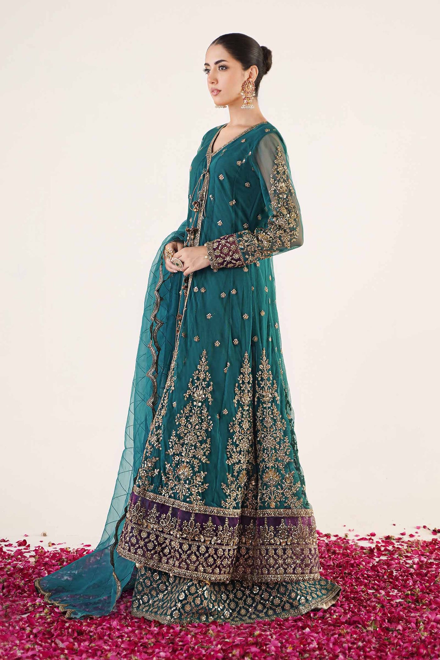 3 Piece Embroidered Net Suit