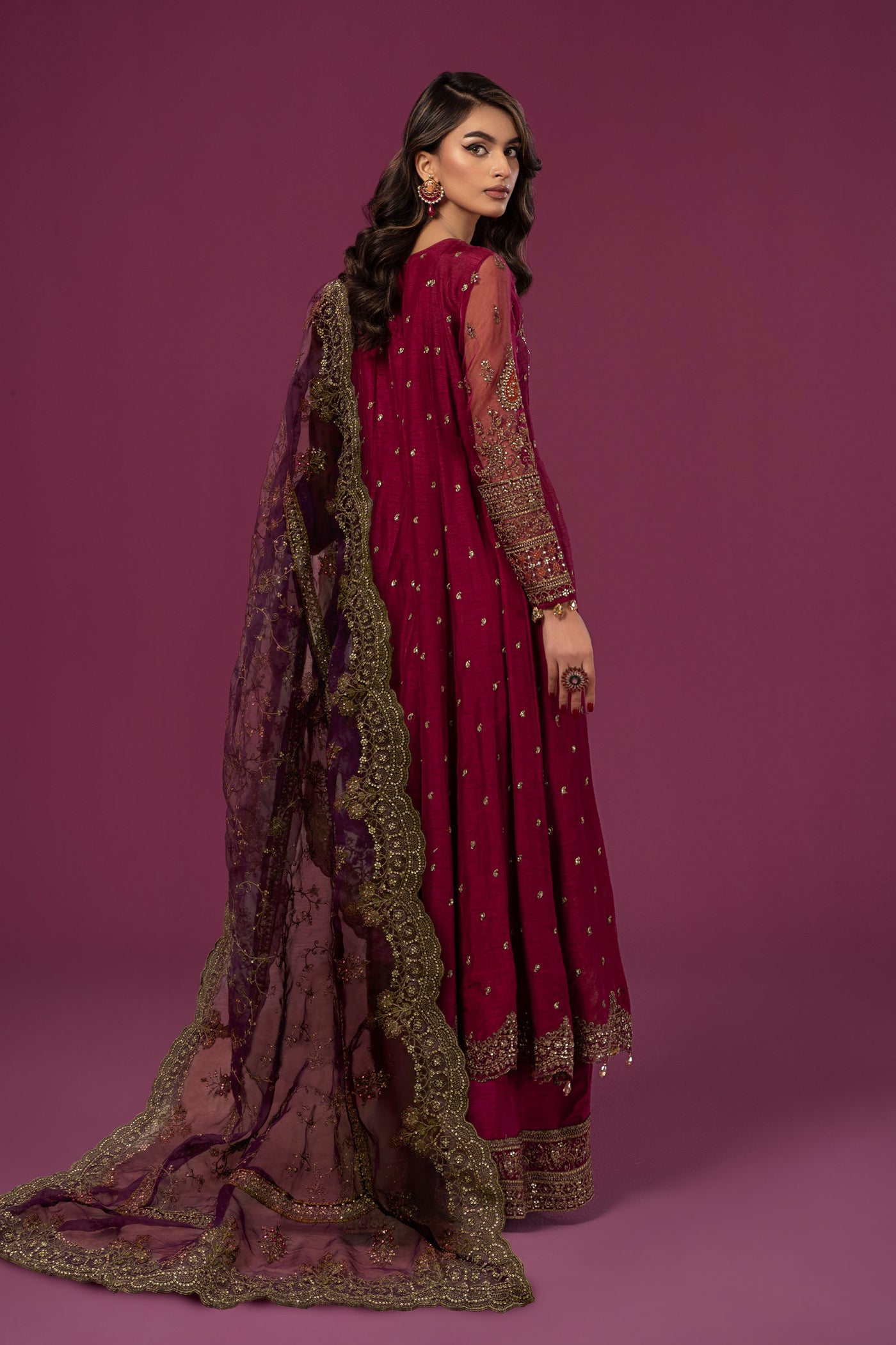3 Piece Embroidered Raw Silk Suit