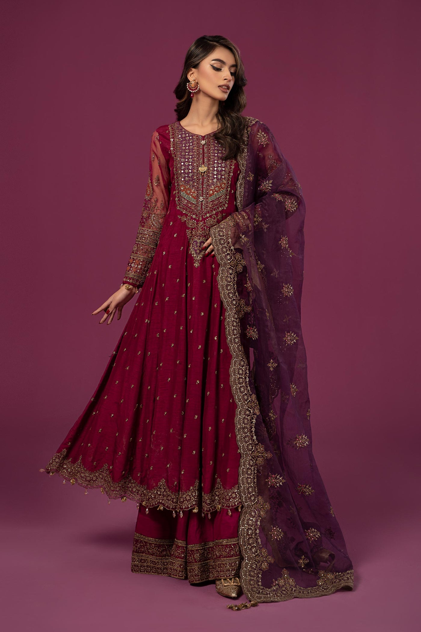 3 Piece Embroidered Raw Silk Suit