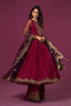 3 Piece Embroidered Raw Silk Suit