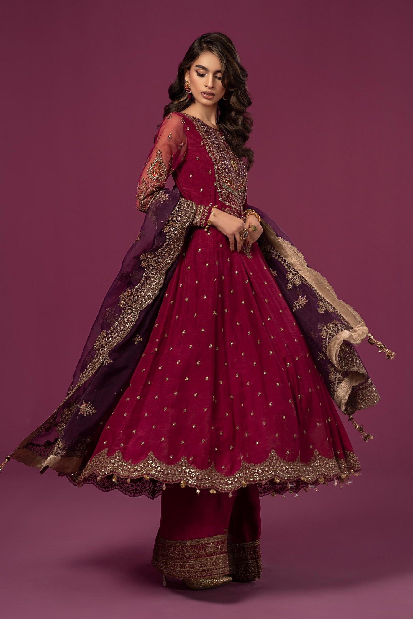 3 Piece Embroidered Raw Silk Suit