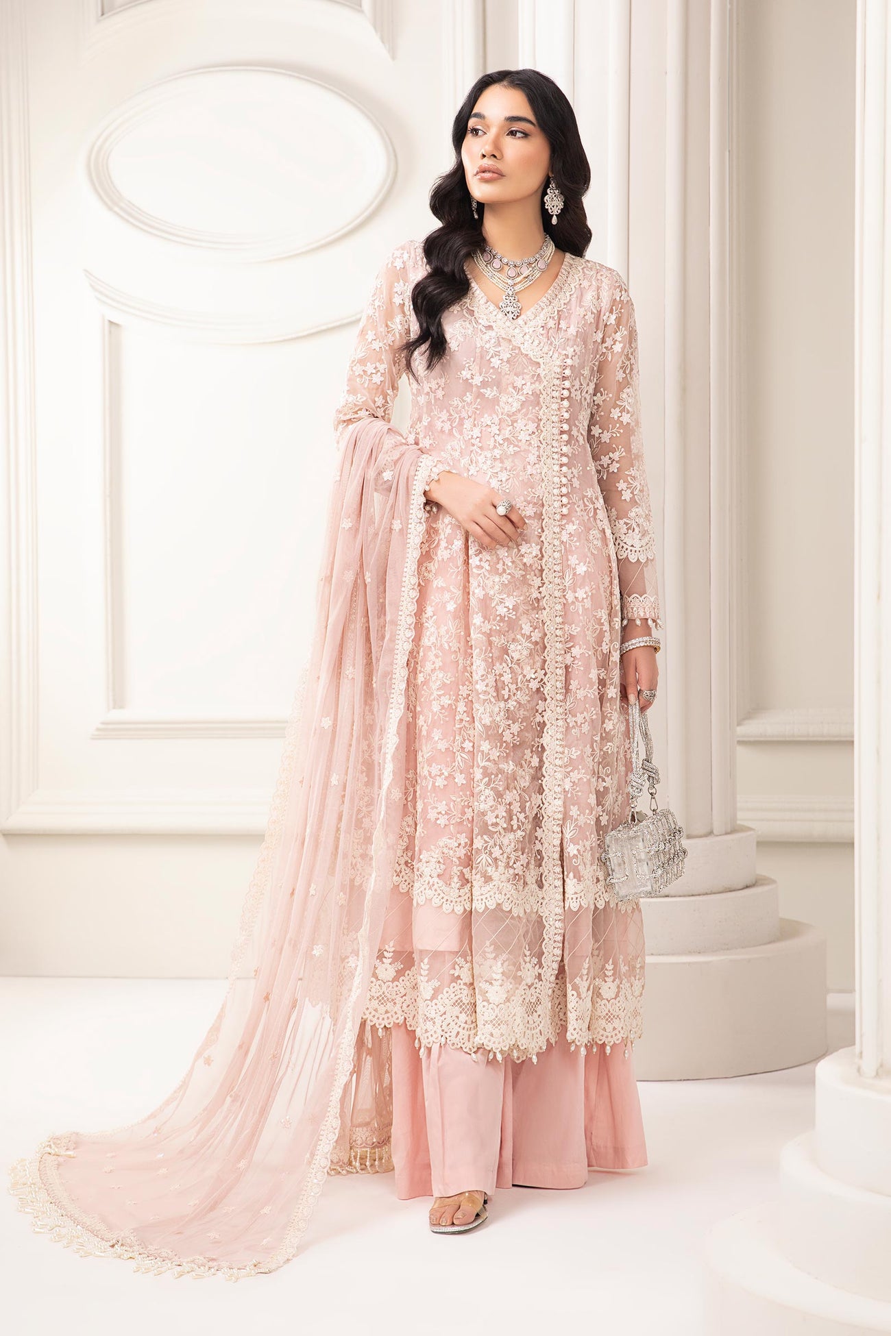 3 Piece Embroidered Organza Suit