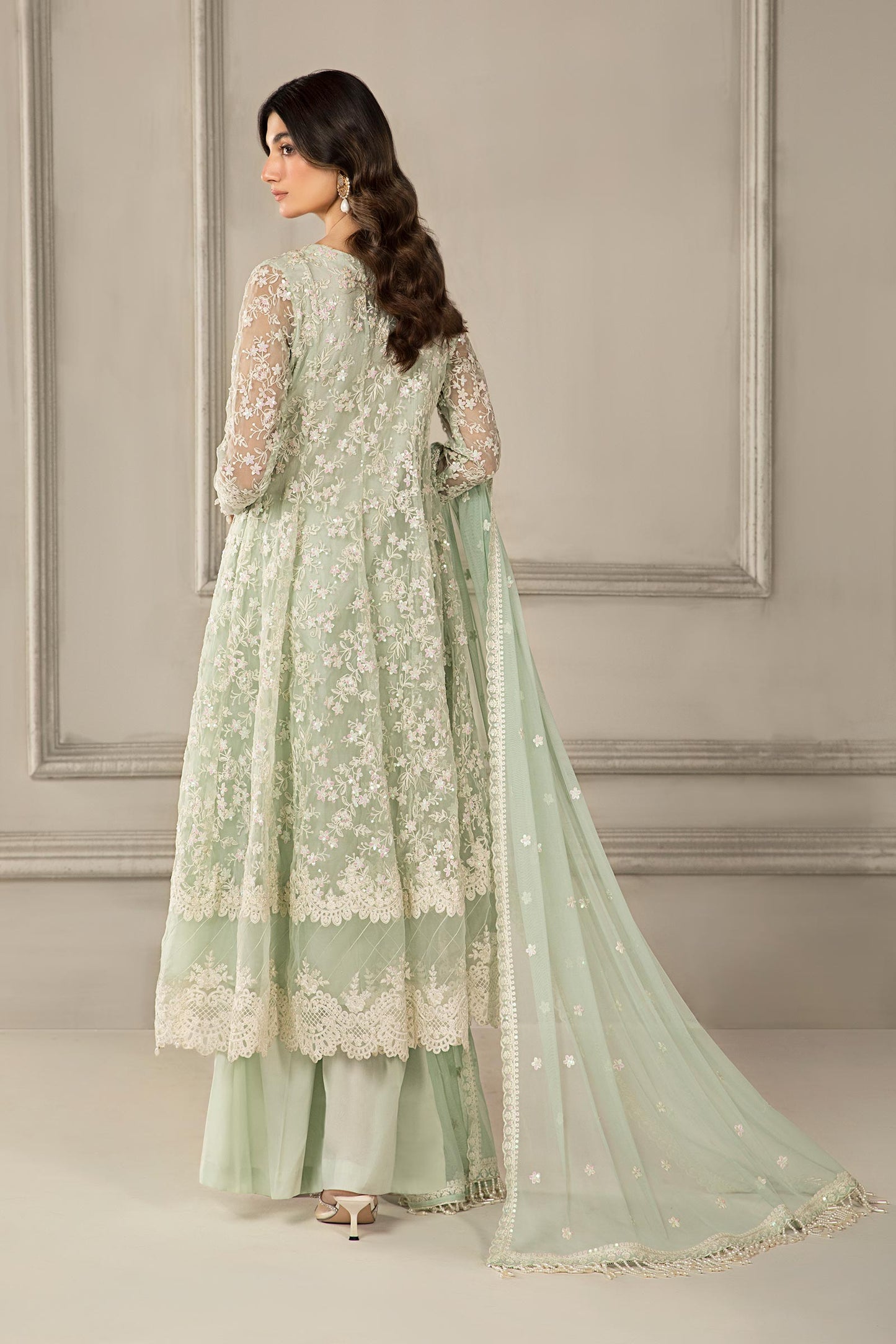 3 Piece Embroidered Organza Suit