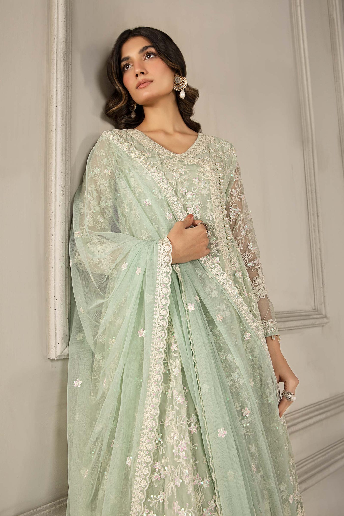 3 Piece Embroidered Organza Suit