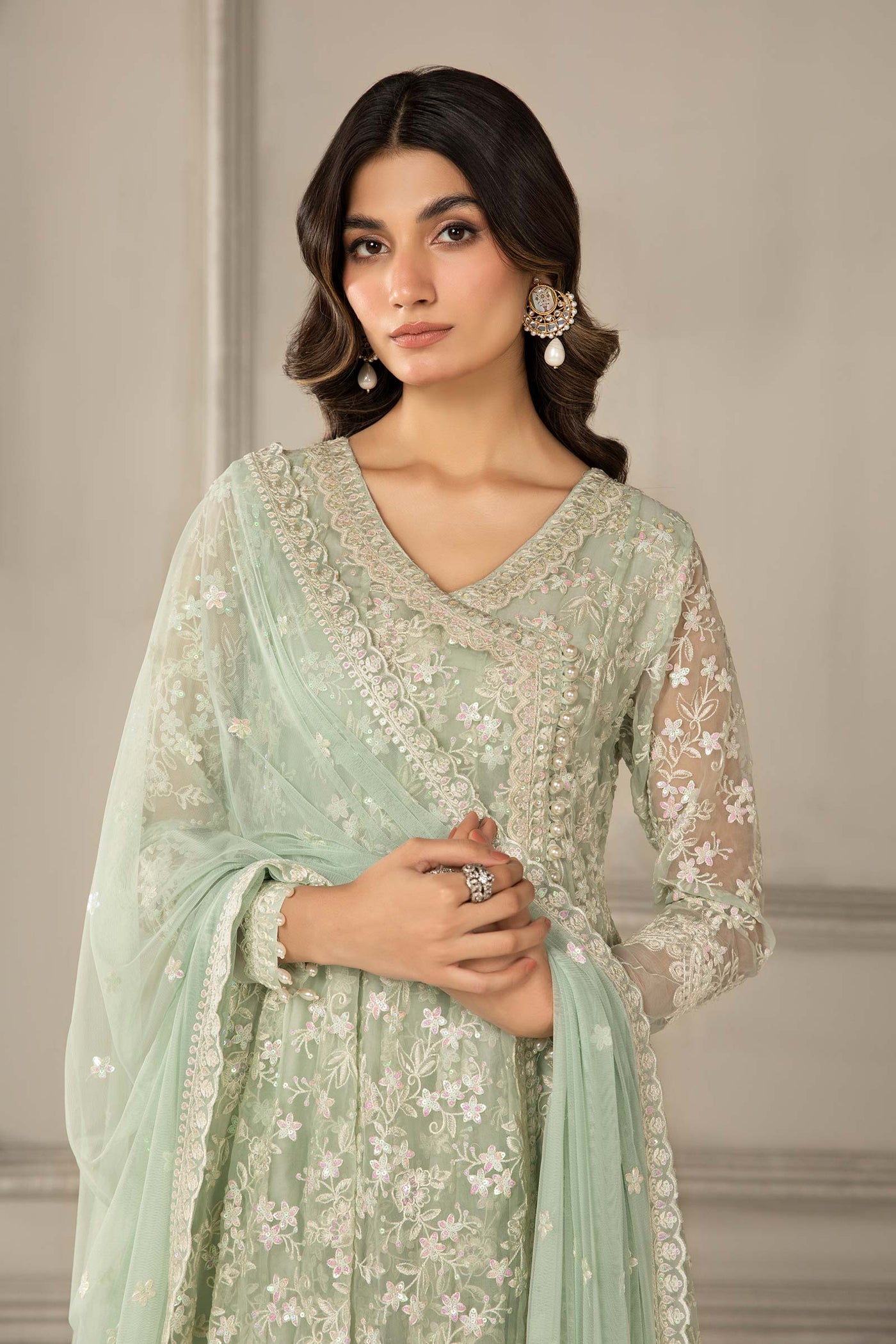 3 Piece Embroidered Organza Suit