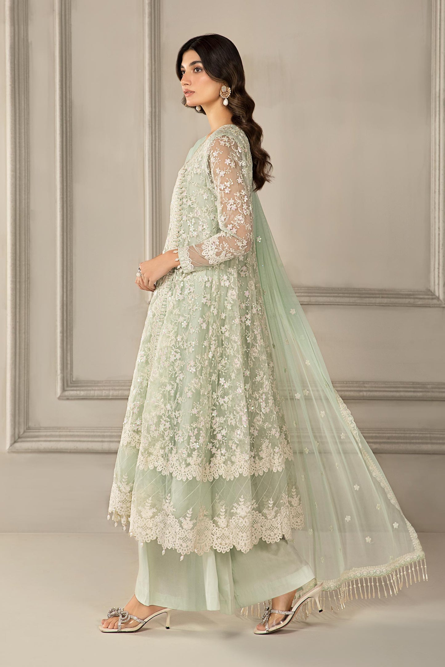 3 Piece Embroidered Organza Suit