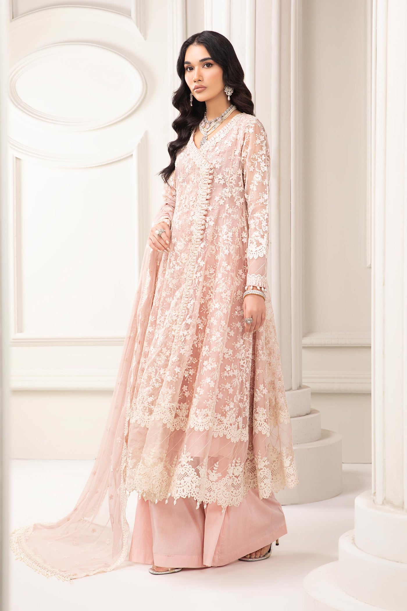 3 Piece Embroidered Organza Suit