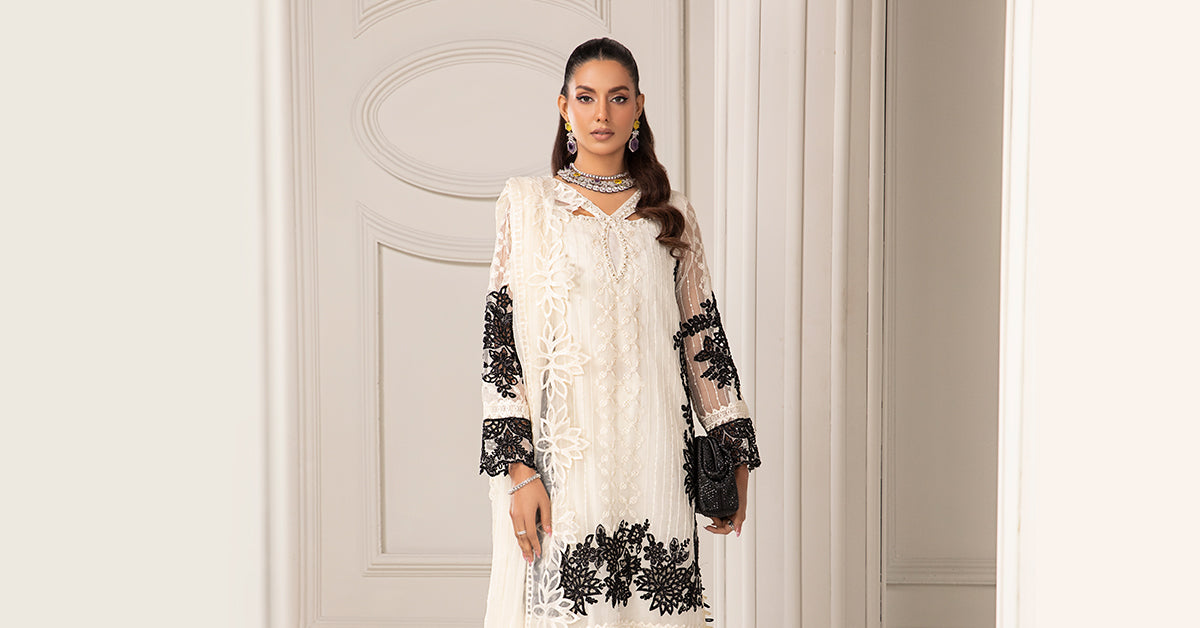 3 Piece Embroidered Organza Suit