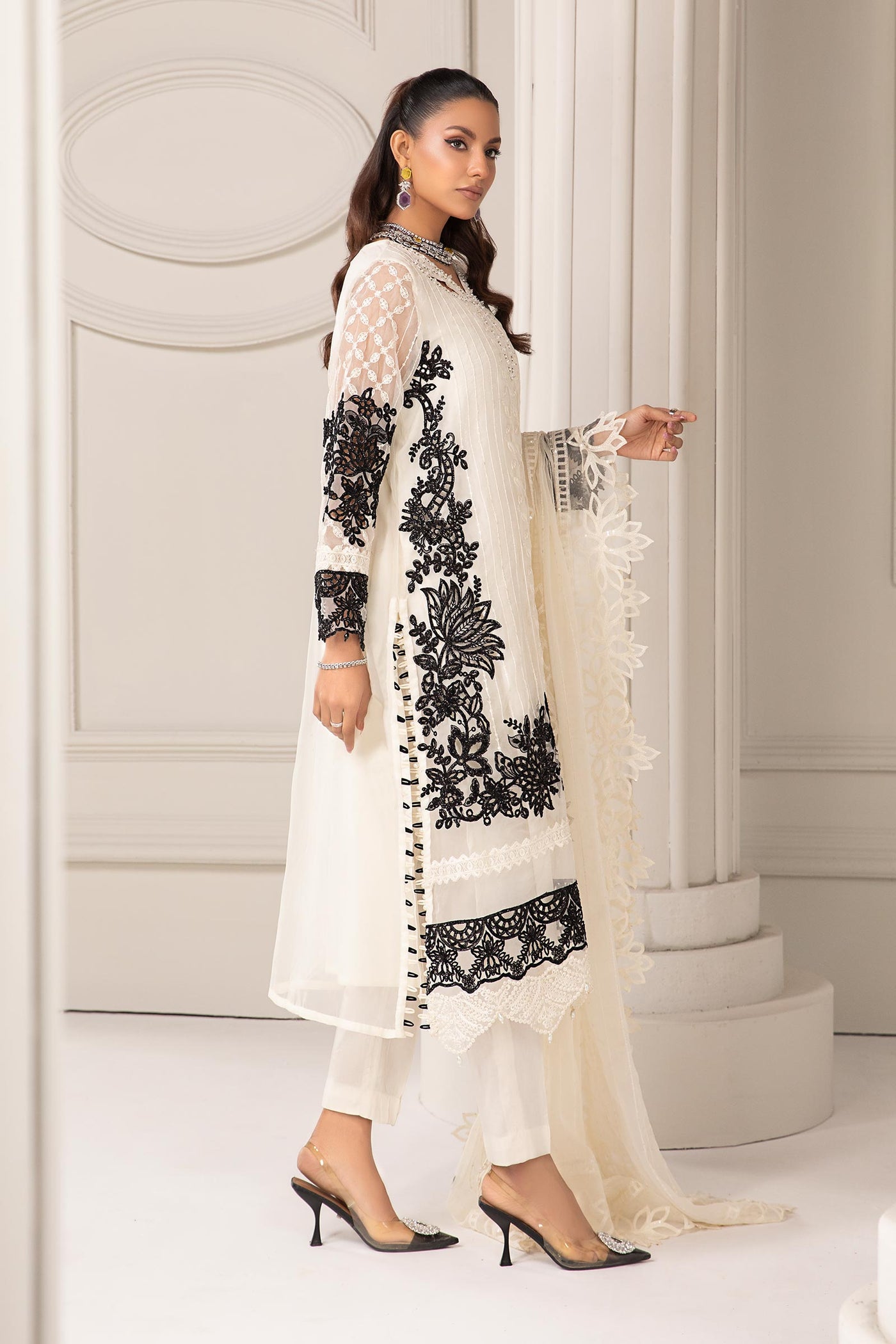 3 Piece Embroidered Organza Suit