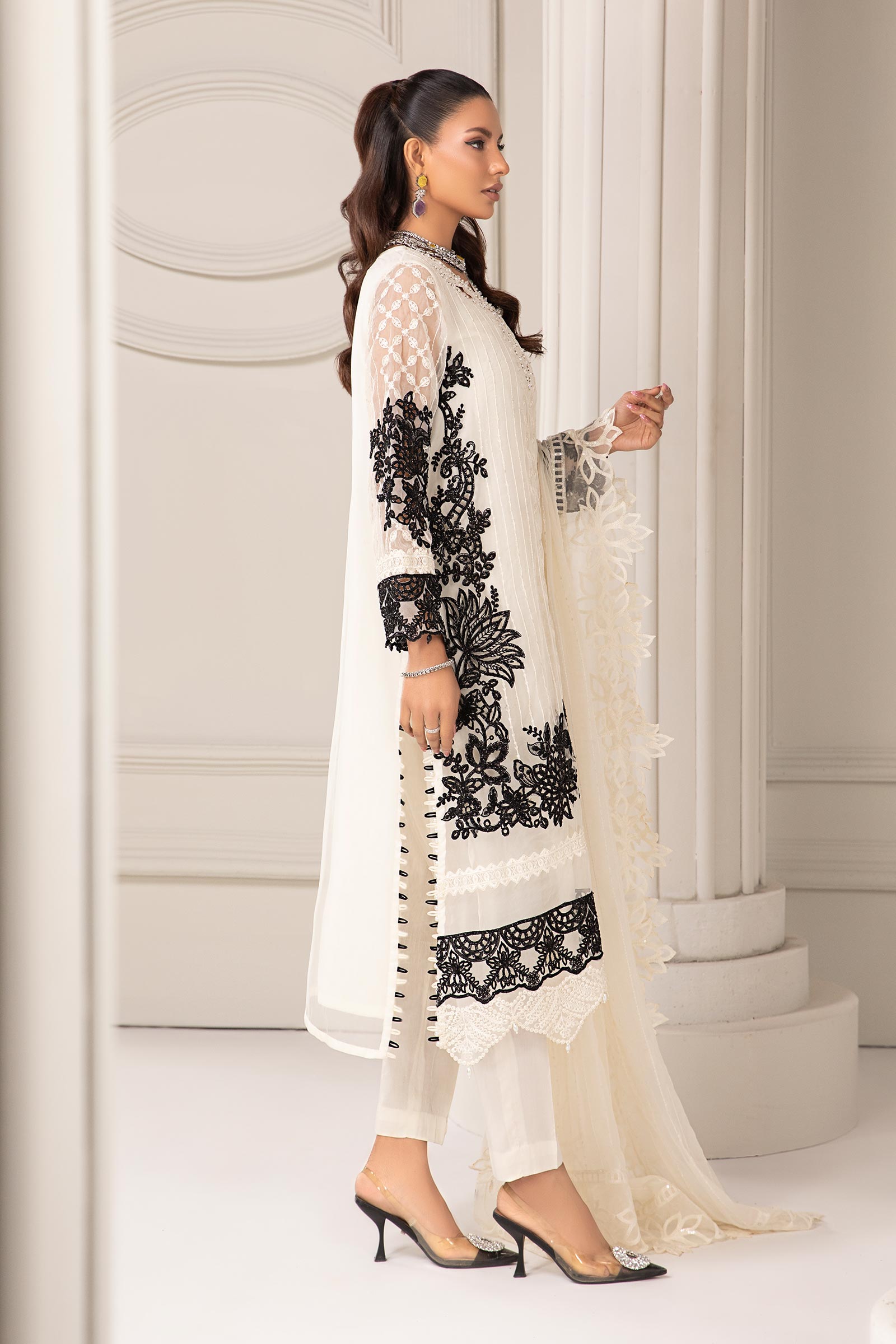 3 Piece Embroidered Organza Suit