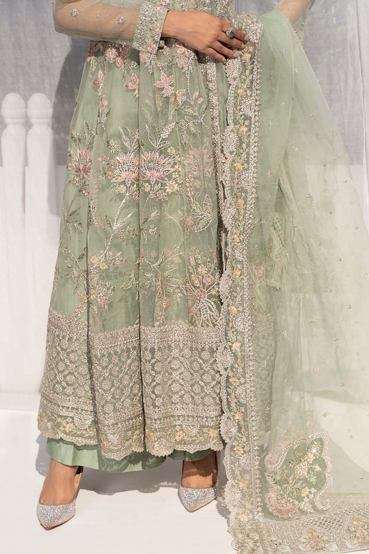 3 Piece Embroidered Organza Suit