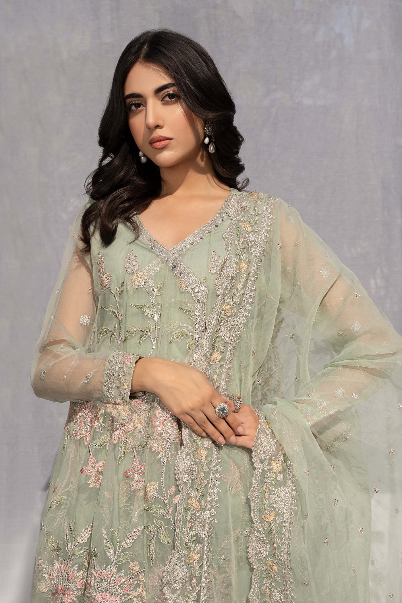 3 PIECE EMBROIDERED ORGANZA SUIT | SF-EF24-19