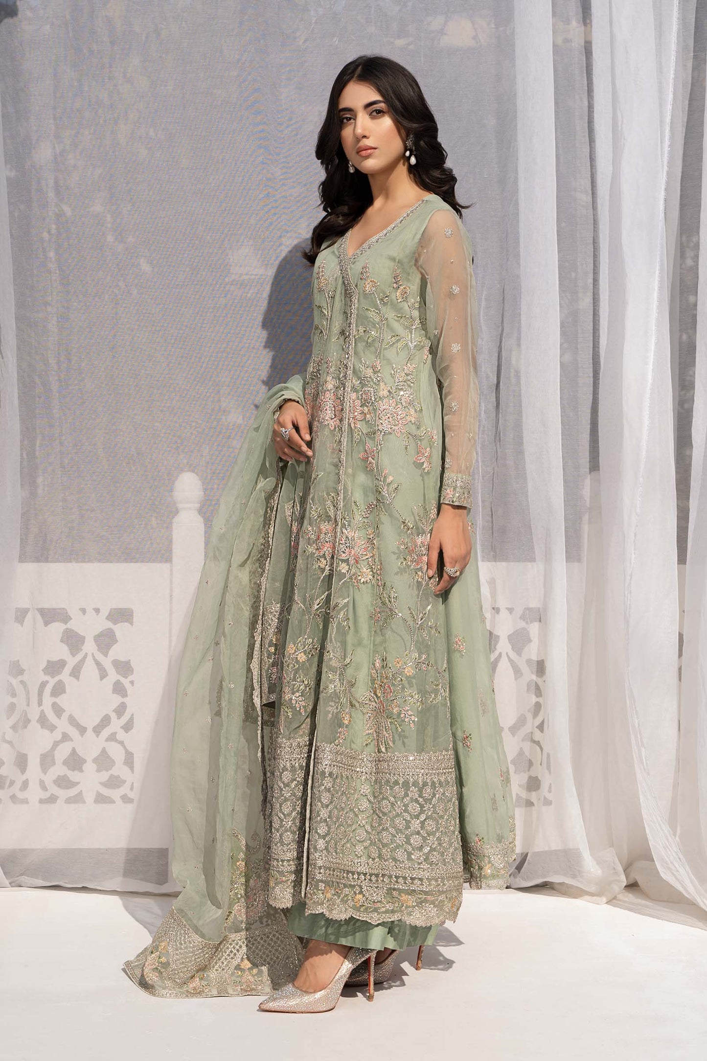 3 Piece Embroidered Organza Suit
