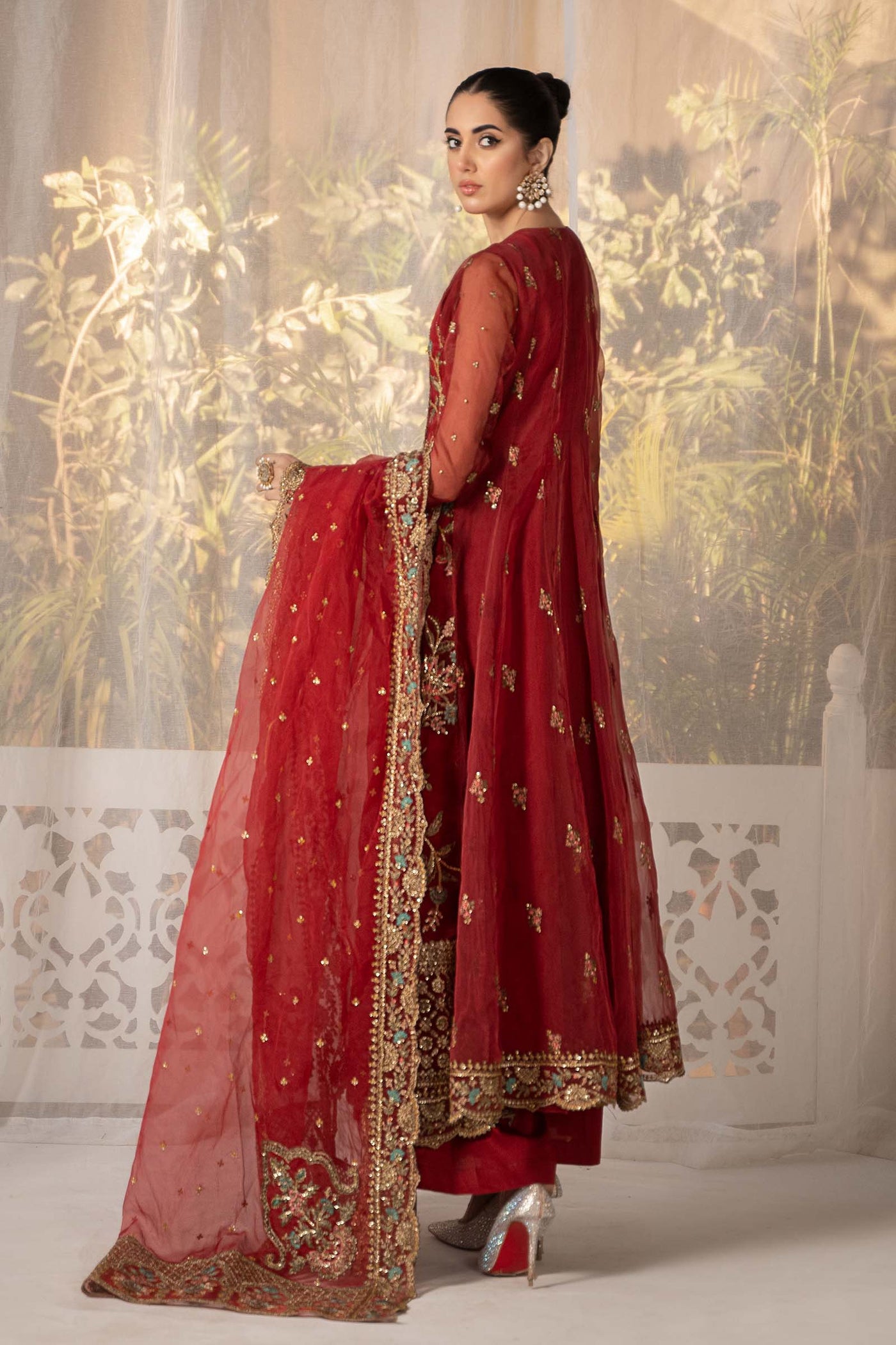 3 Piece Embroidered Organza Suit