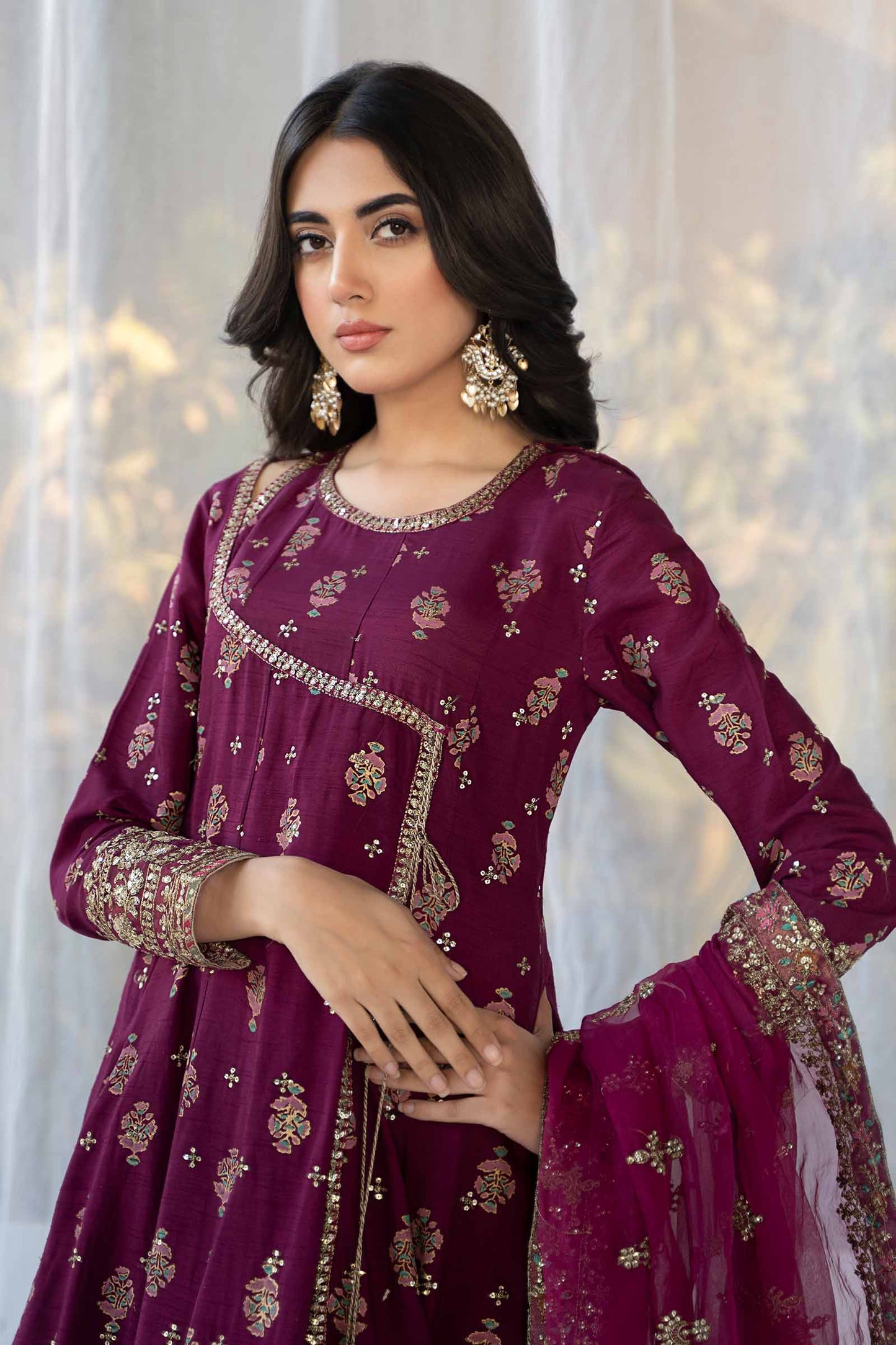 3 Piece Printed Raw Silk Suit