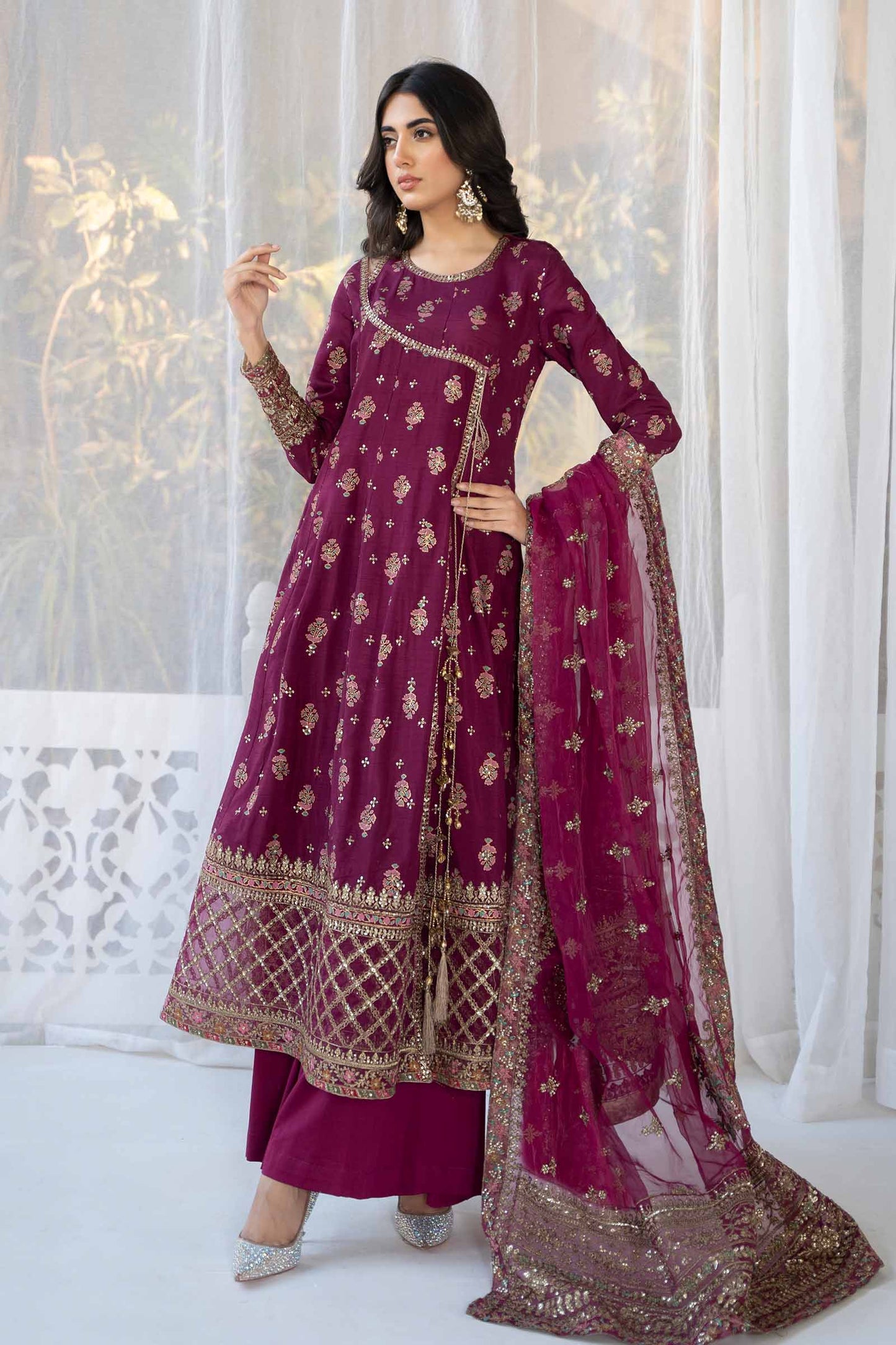 3 Piece Printed Raw Silk Suit