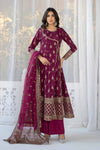 3 Piece Printed Raw Silk Suit