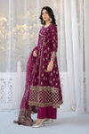 3 Piece Printed Raw Silk Suit