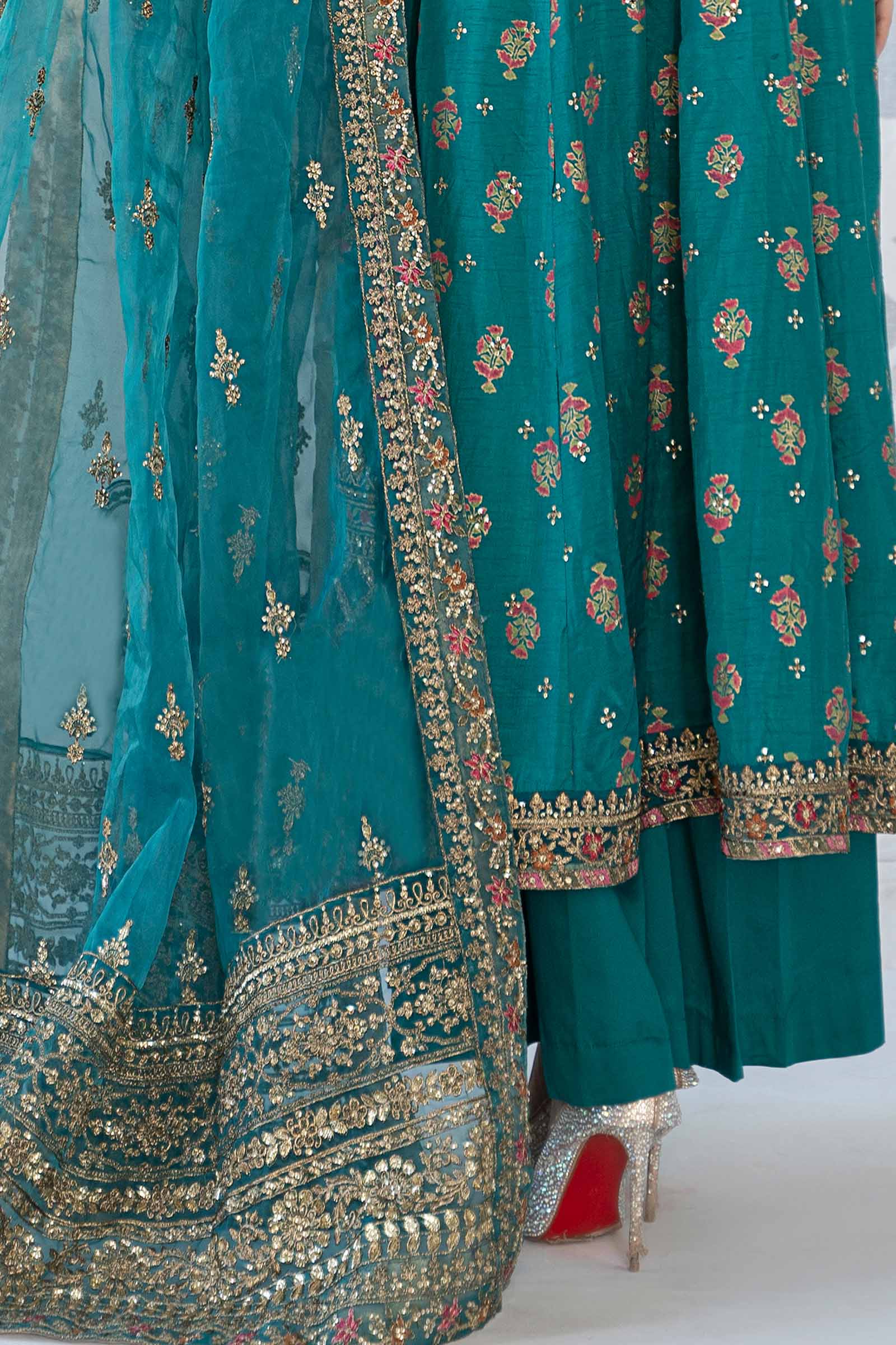 3 Piece Printed Raw Silk Suit