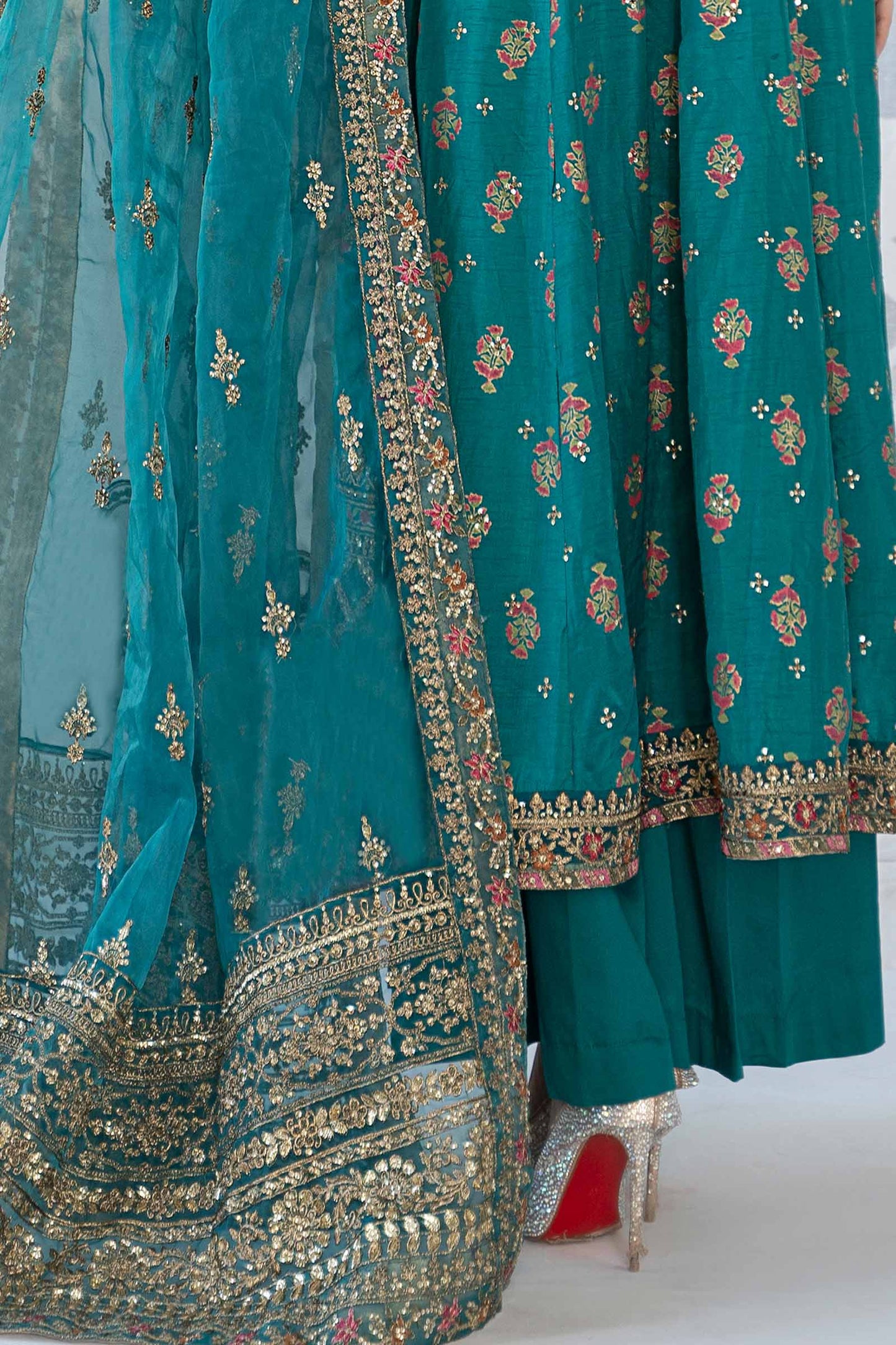 3 Piece Printed Raw Silk Suit