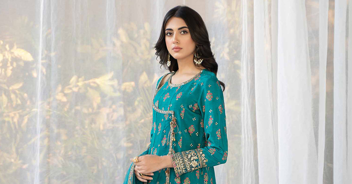 3 Piece Printed Raw Silk Suit