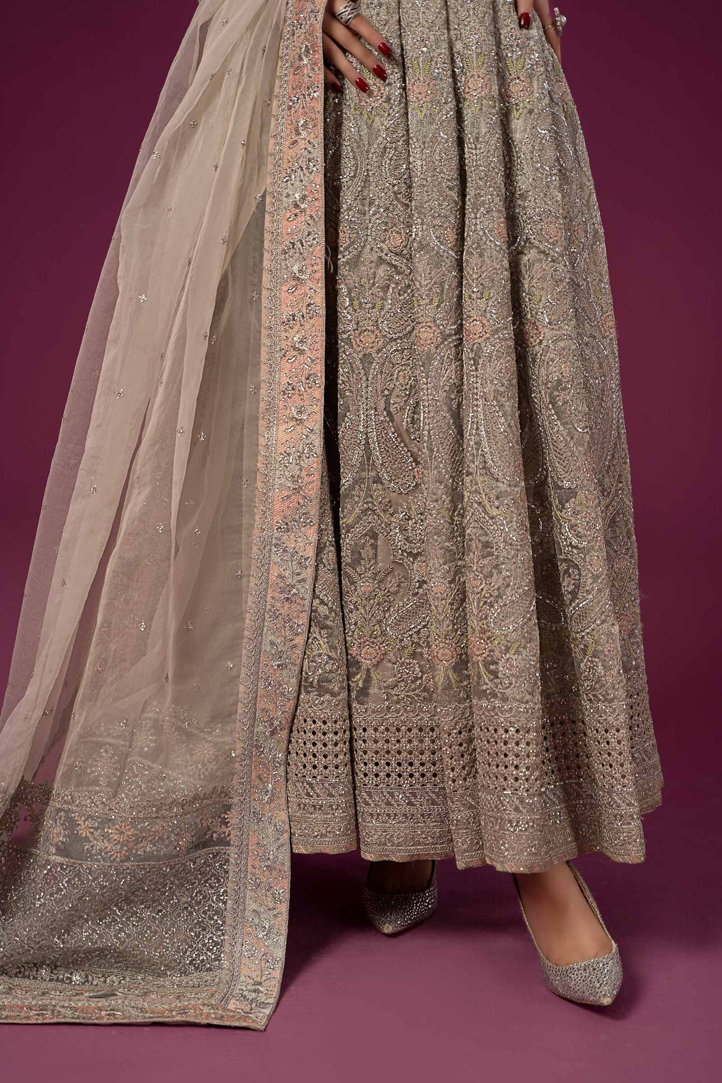 3 Piece Embroidered Net Suit