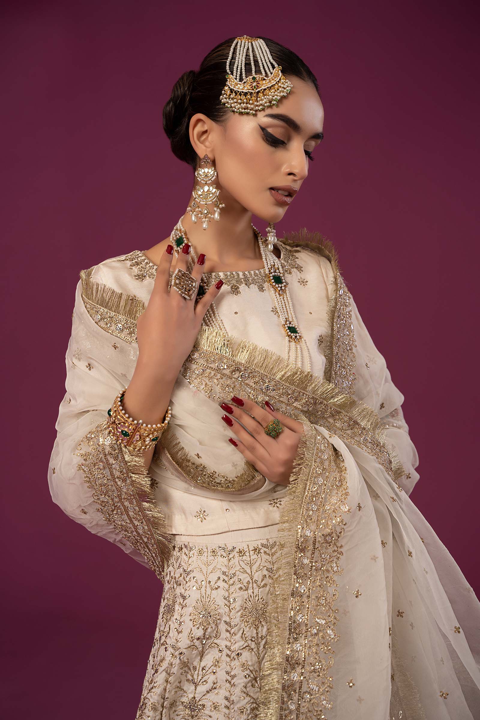 3 Piece Embroidered Raw Silk Suit