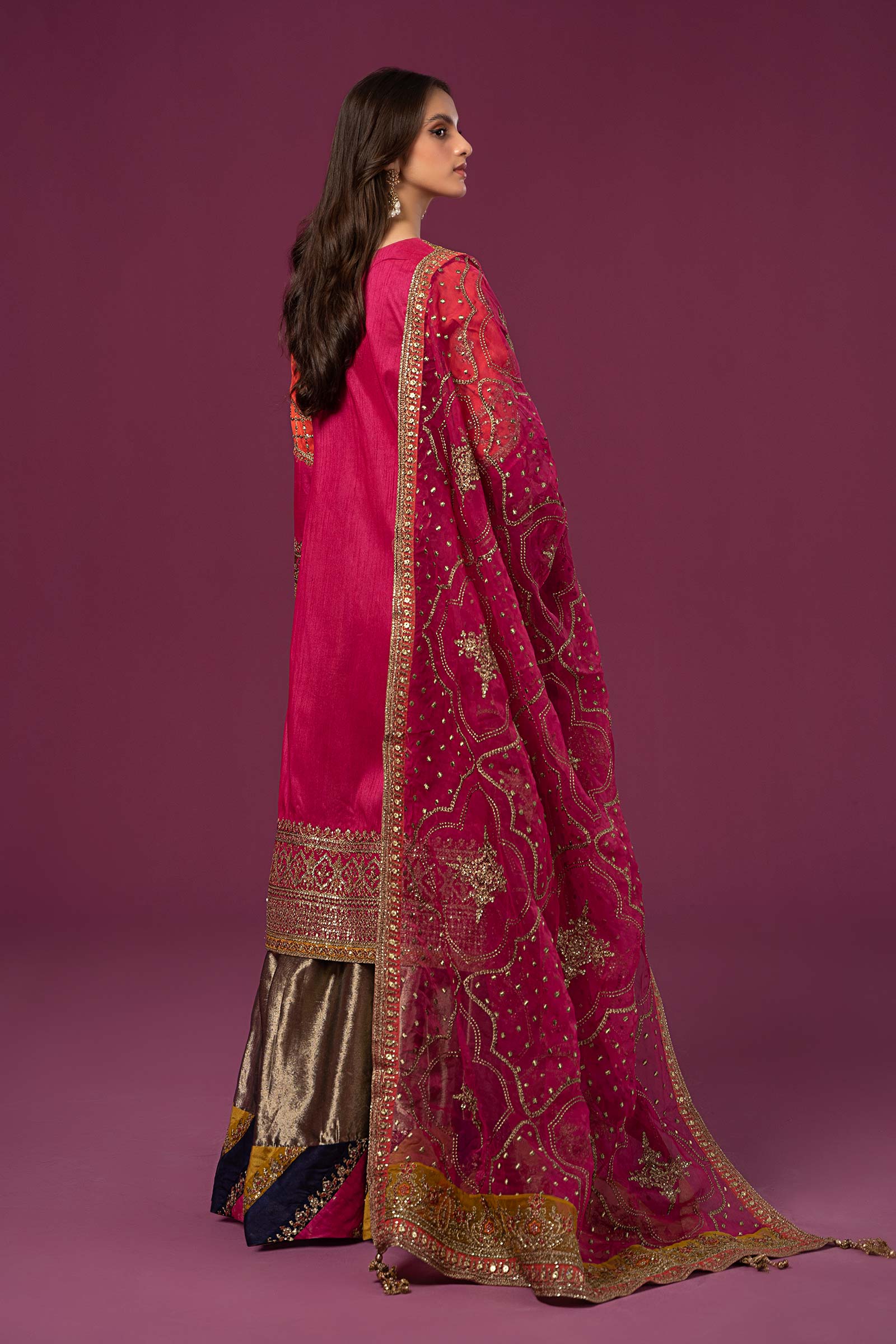 3 Piece Embroidered Raw Silk Suit