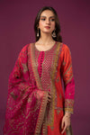 3 Piece Embroidered Raw Silk Suit