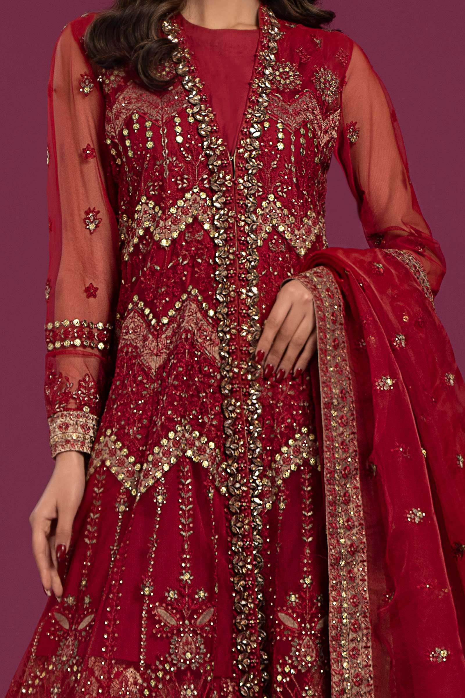 3 Piece Embroidered Net Suit