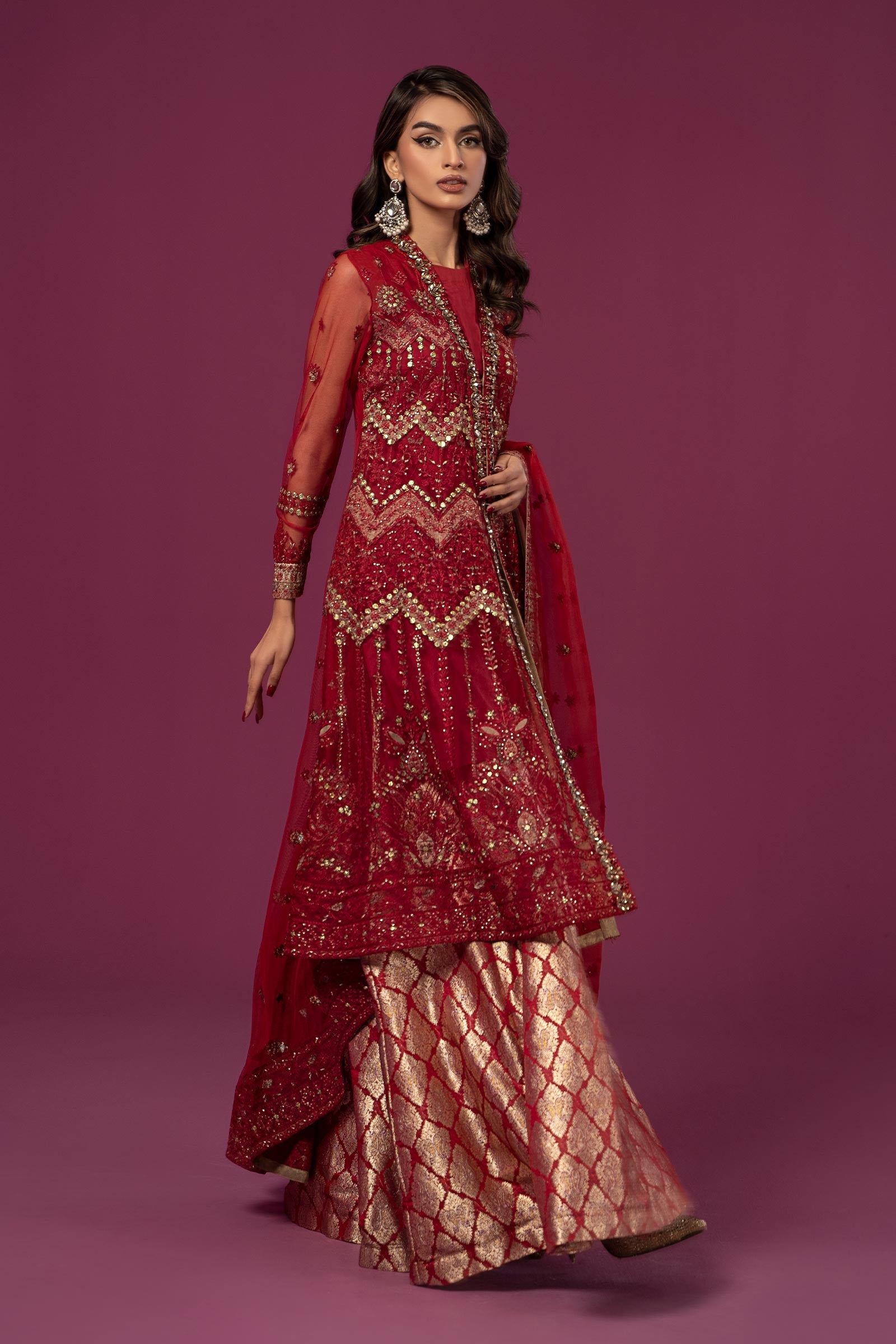 3 Piece Embroidered Net Suit