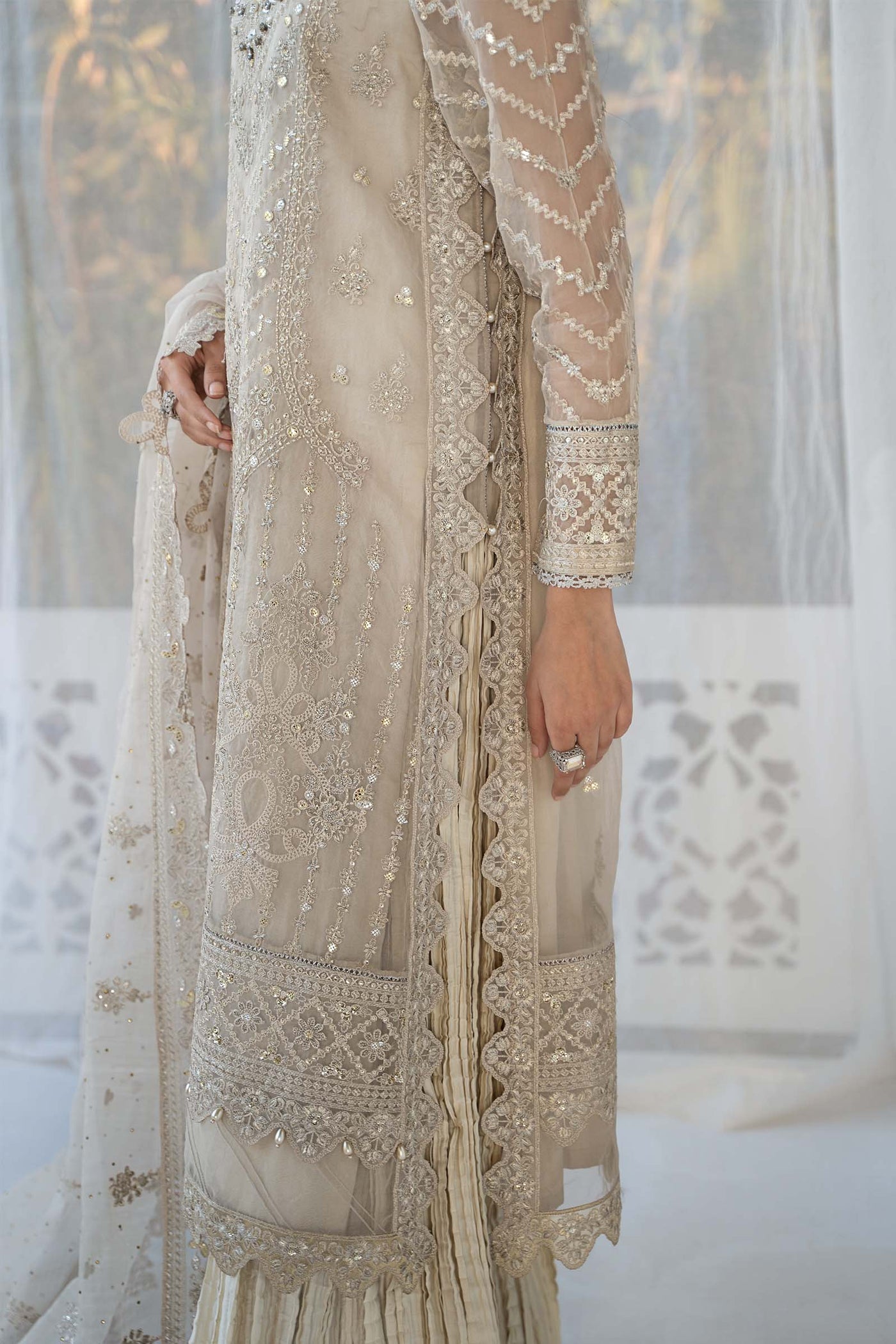 3 Piece Embroidered Organza Suit
