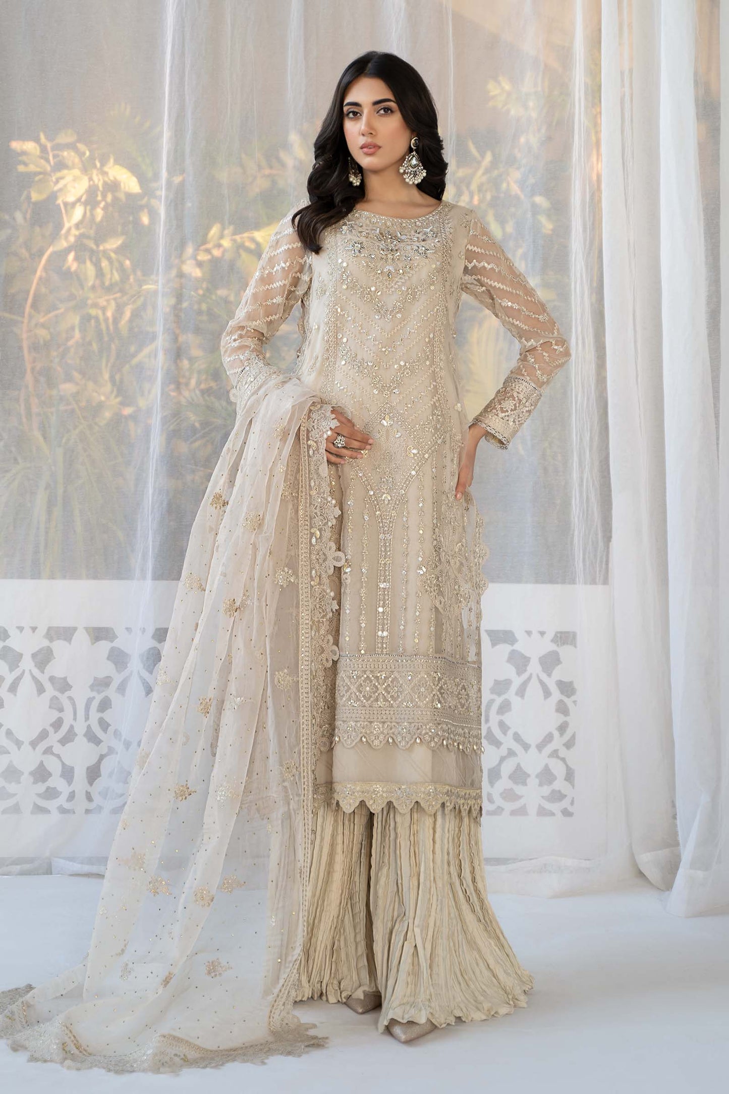 3 Piece Embroidered Organza Suit