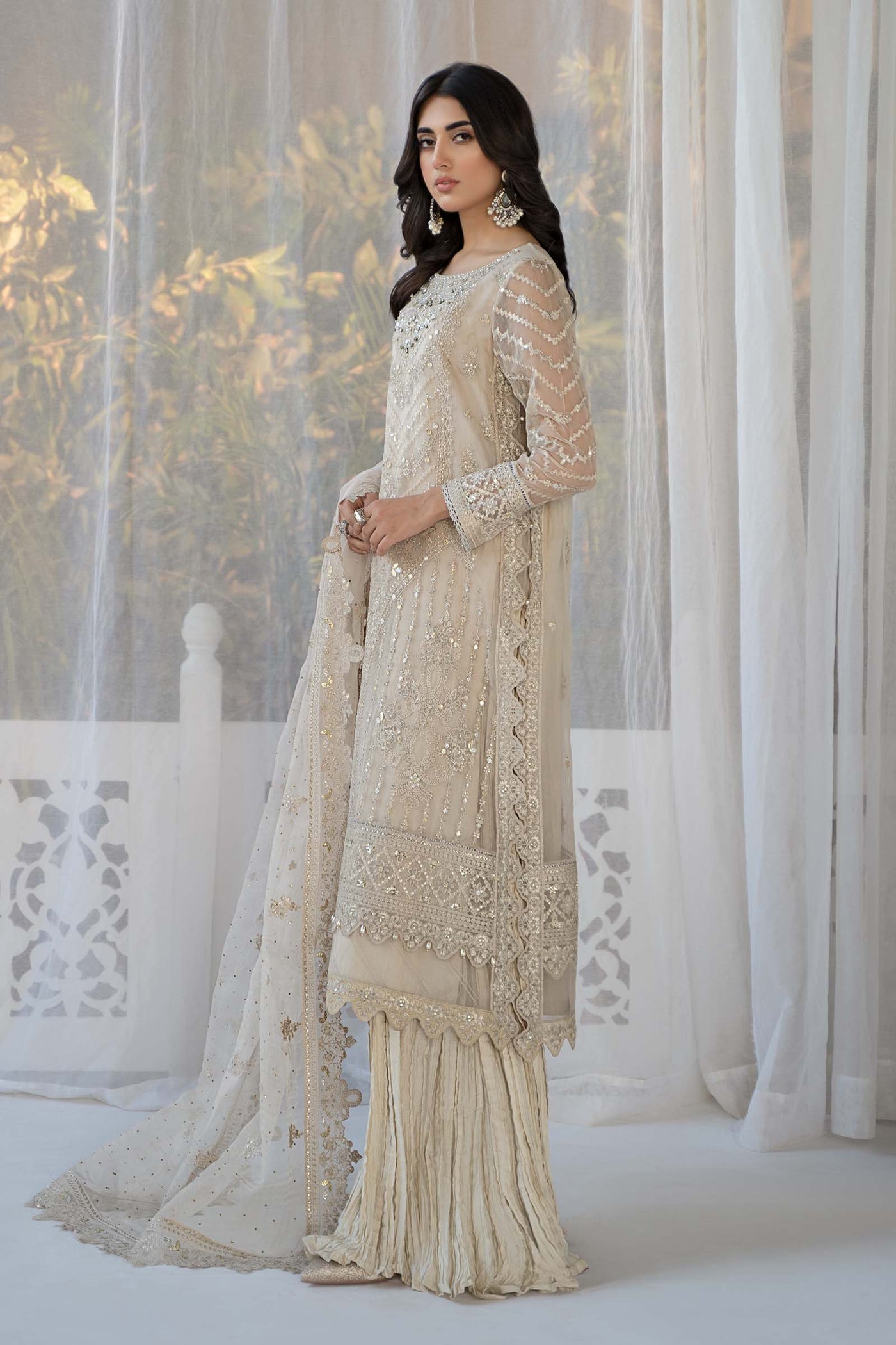3 Piece Embroidered Organza Suit
