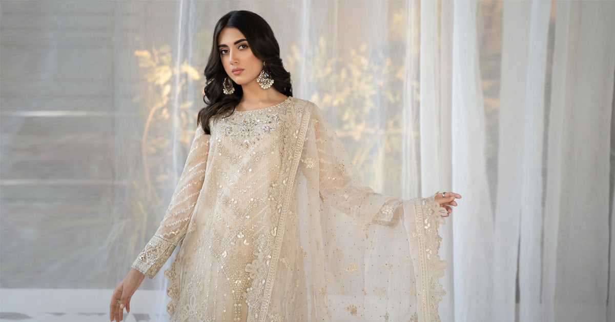 3 Piece Embroidered Organza Suit